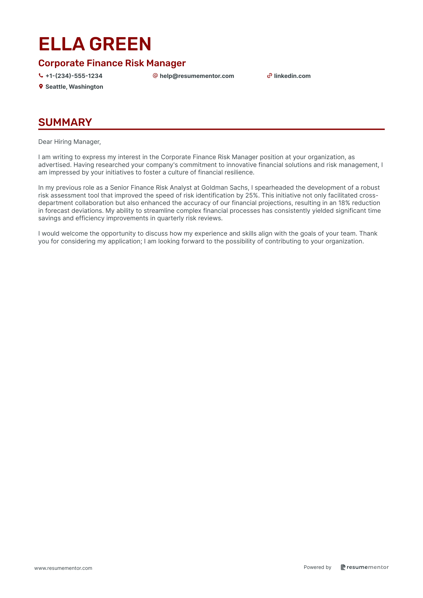 Corporate Finance Risk Manager