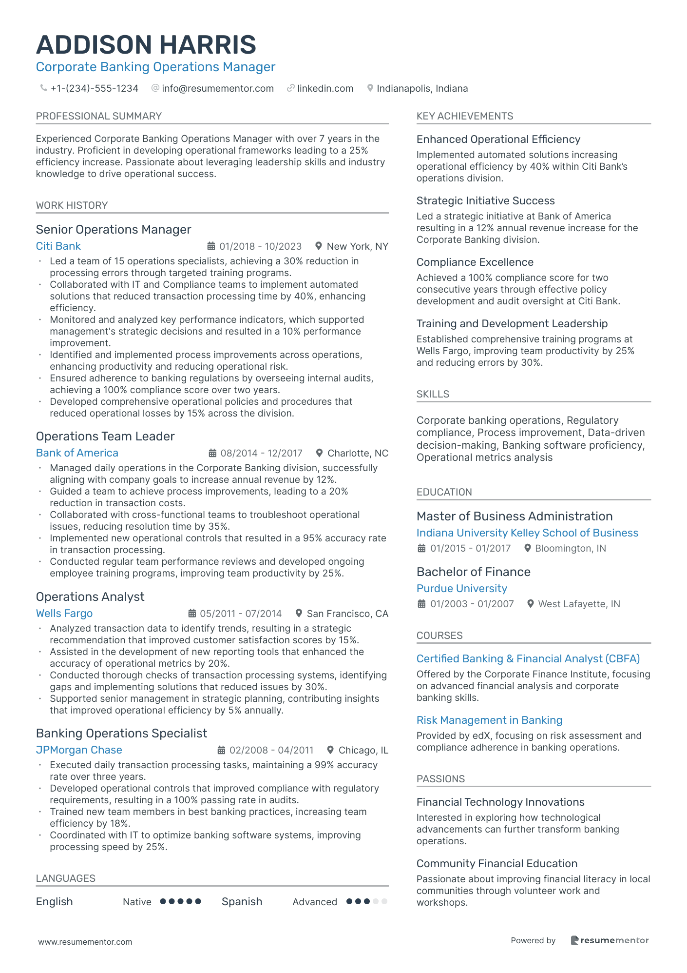 Corporate Banking Operations Manager