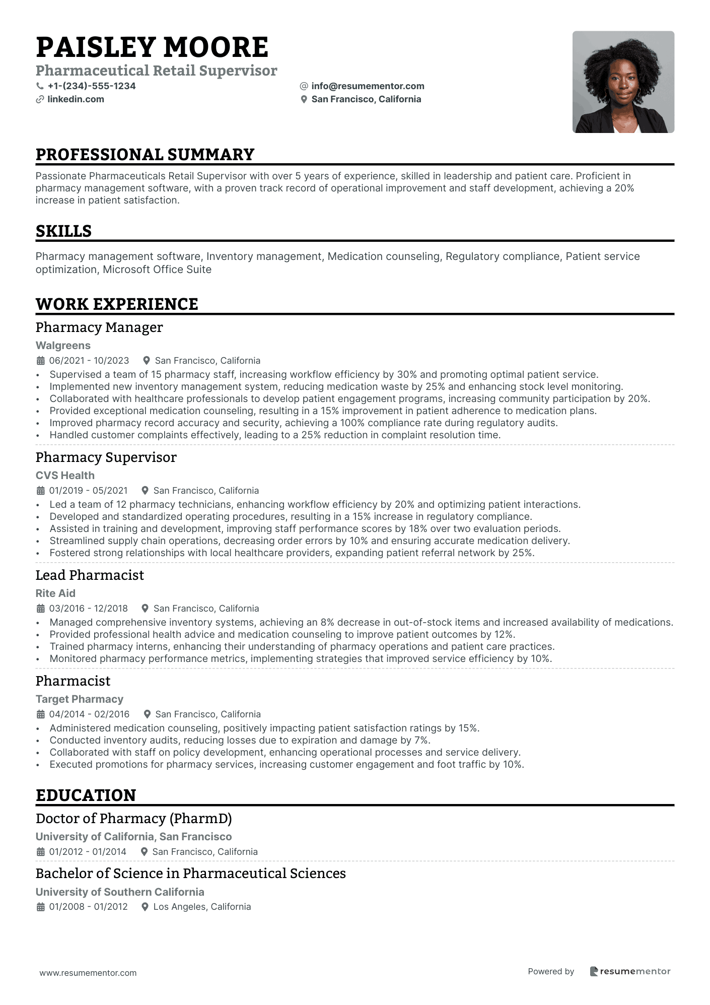 Pharmaceutical Retail Supervisor