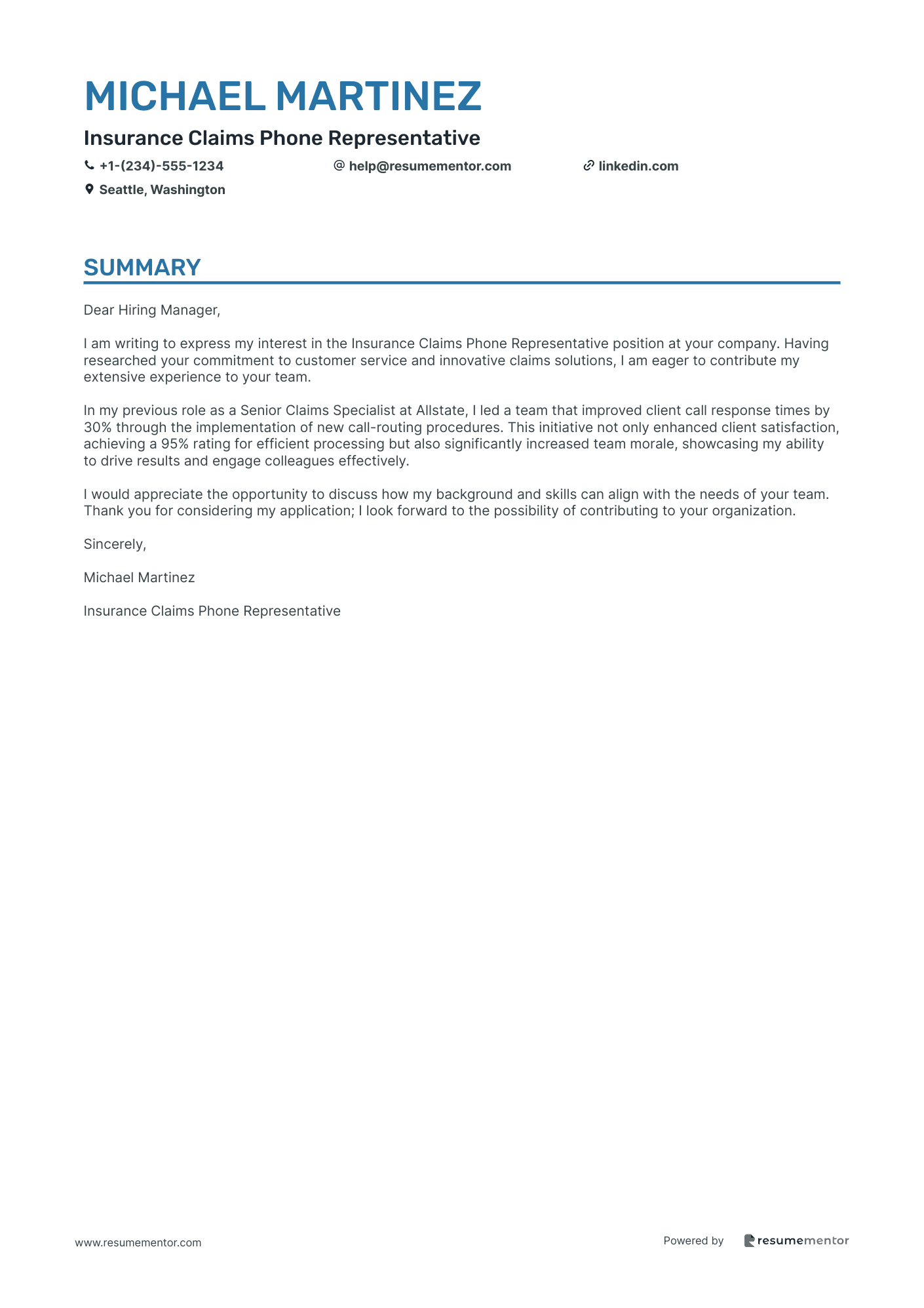 Insurance Claims Phone Representative