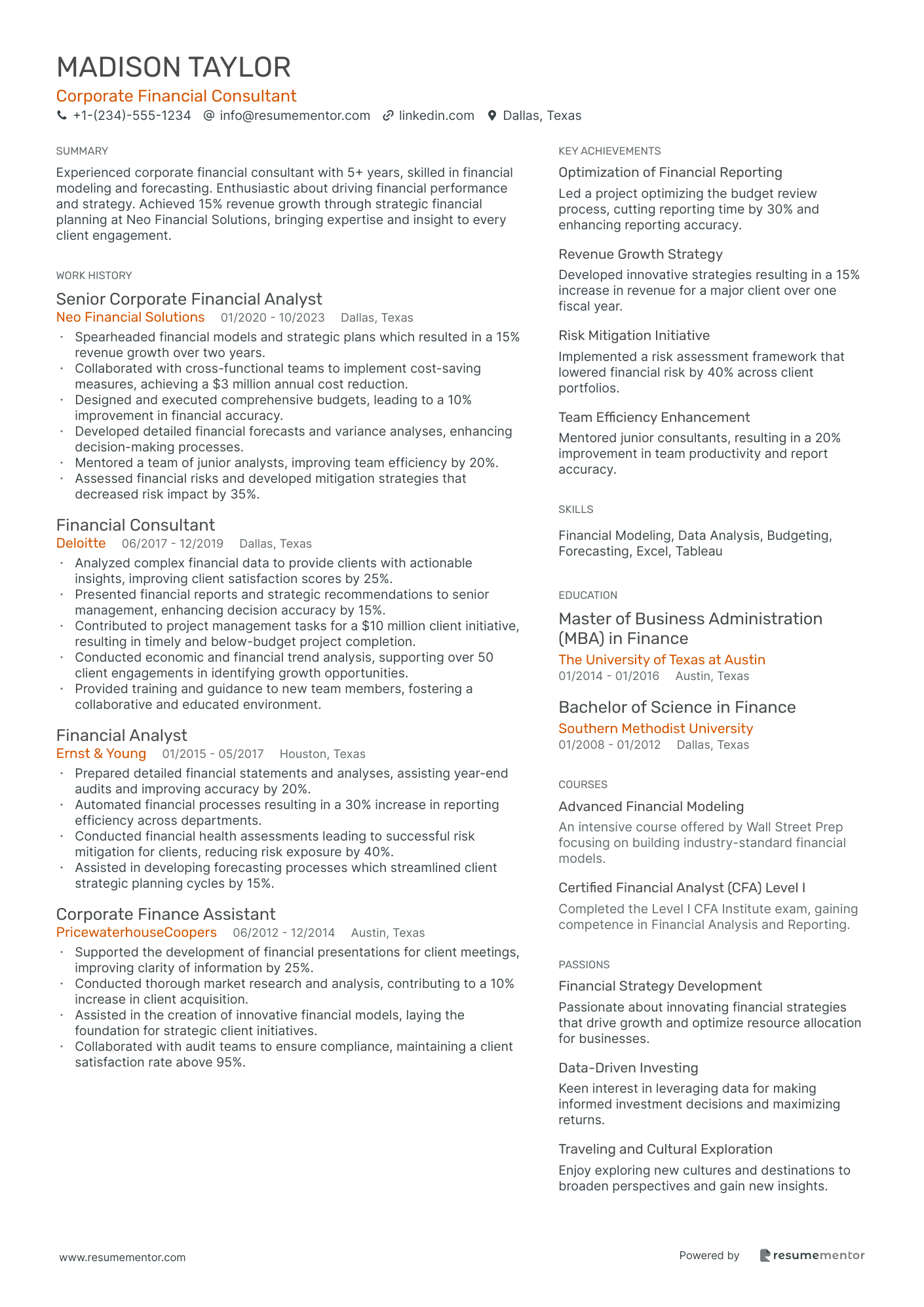 Corporate Financial Consultant