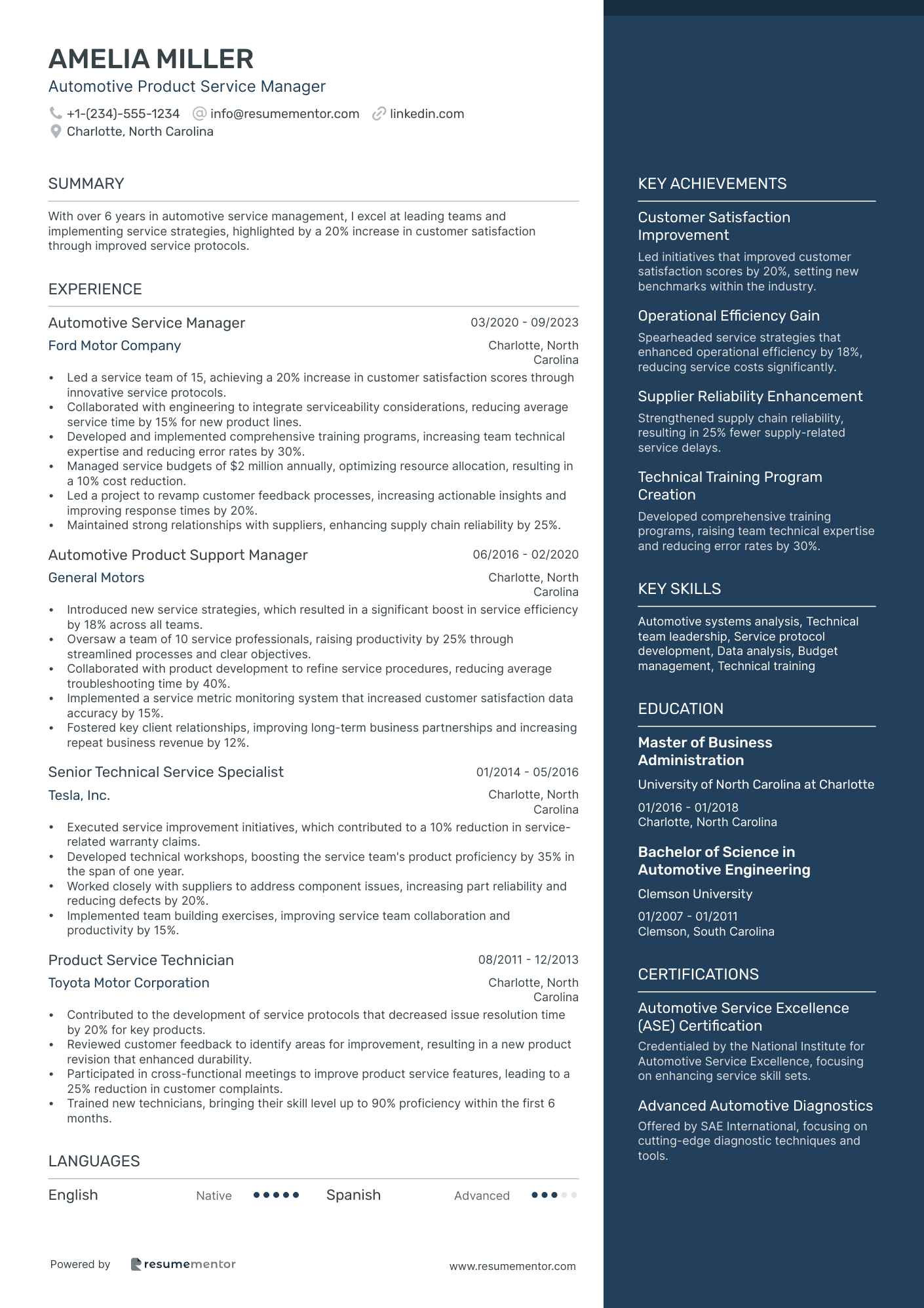 Automotive Product Service Manager