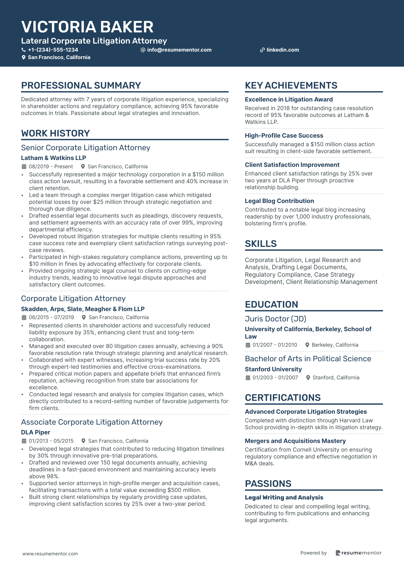 Lateral Corporate Litigation Attorney