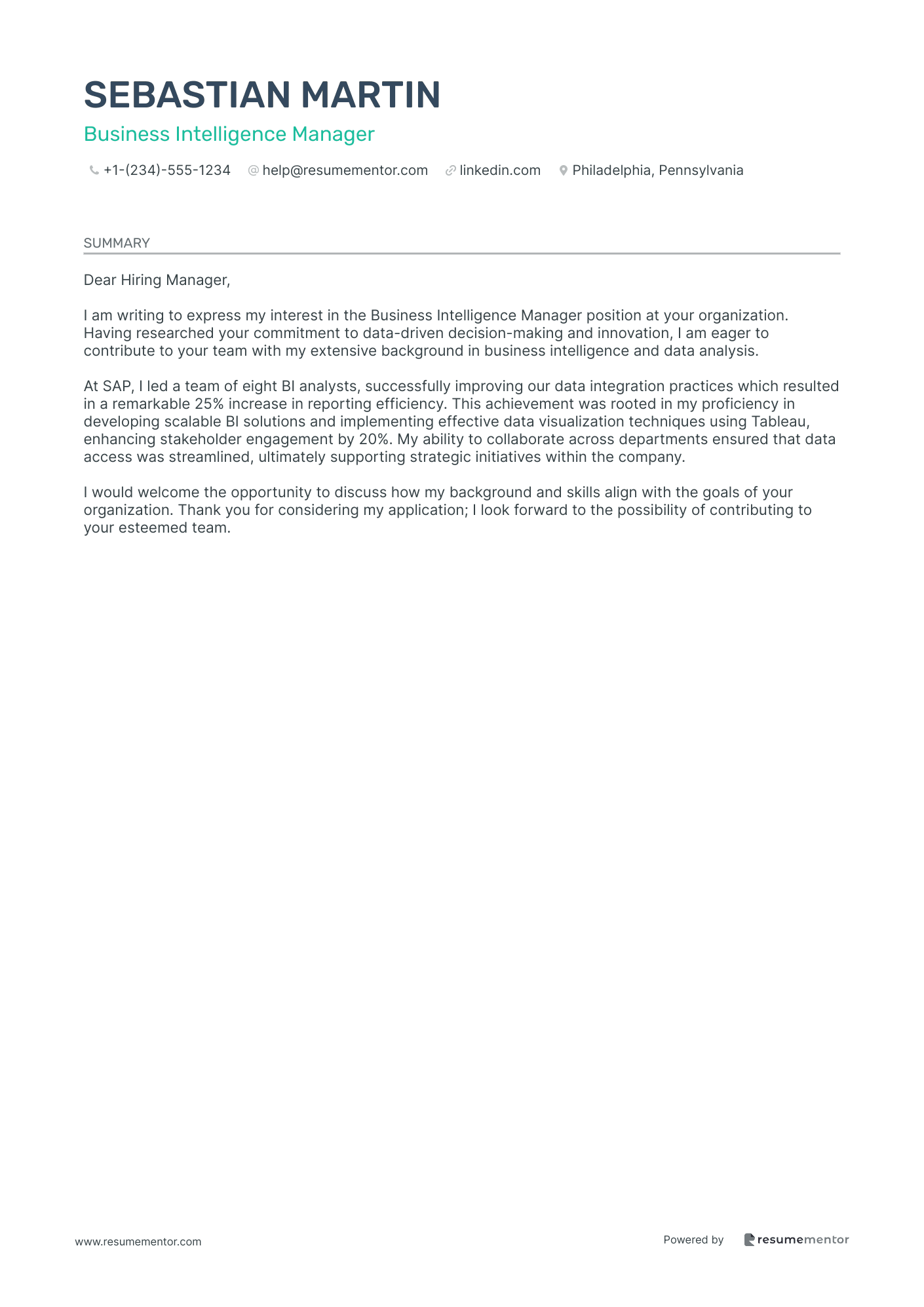 Business Intelligence Manager