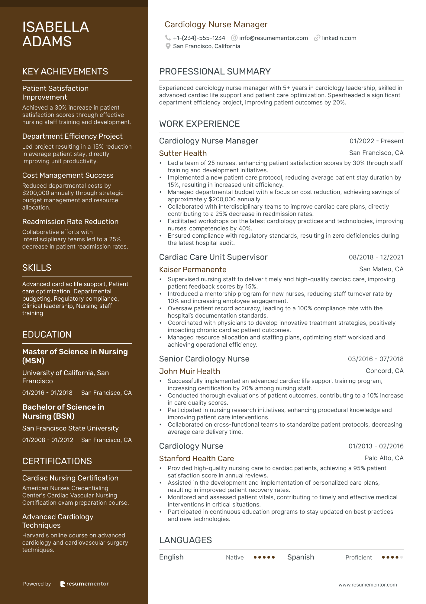 Cardiology Nurse Manager