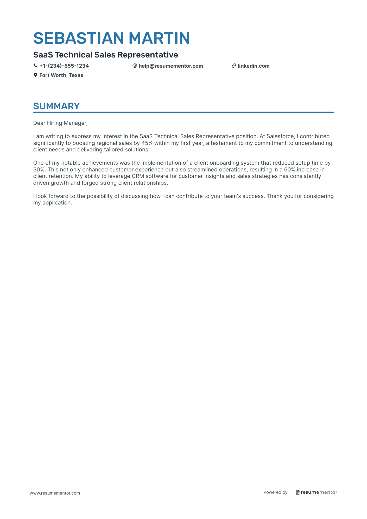 SaaS Technical Sales Representative