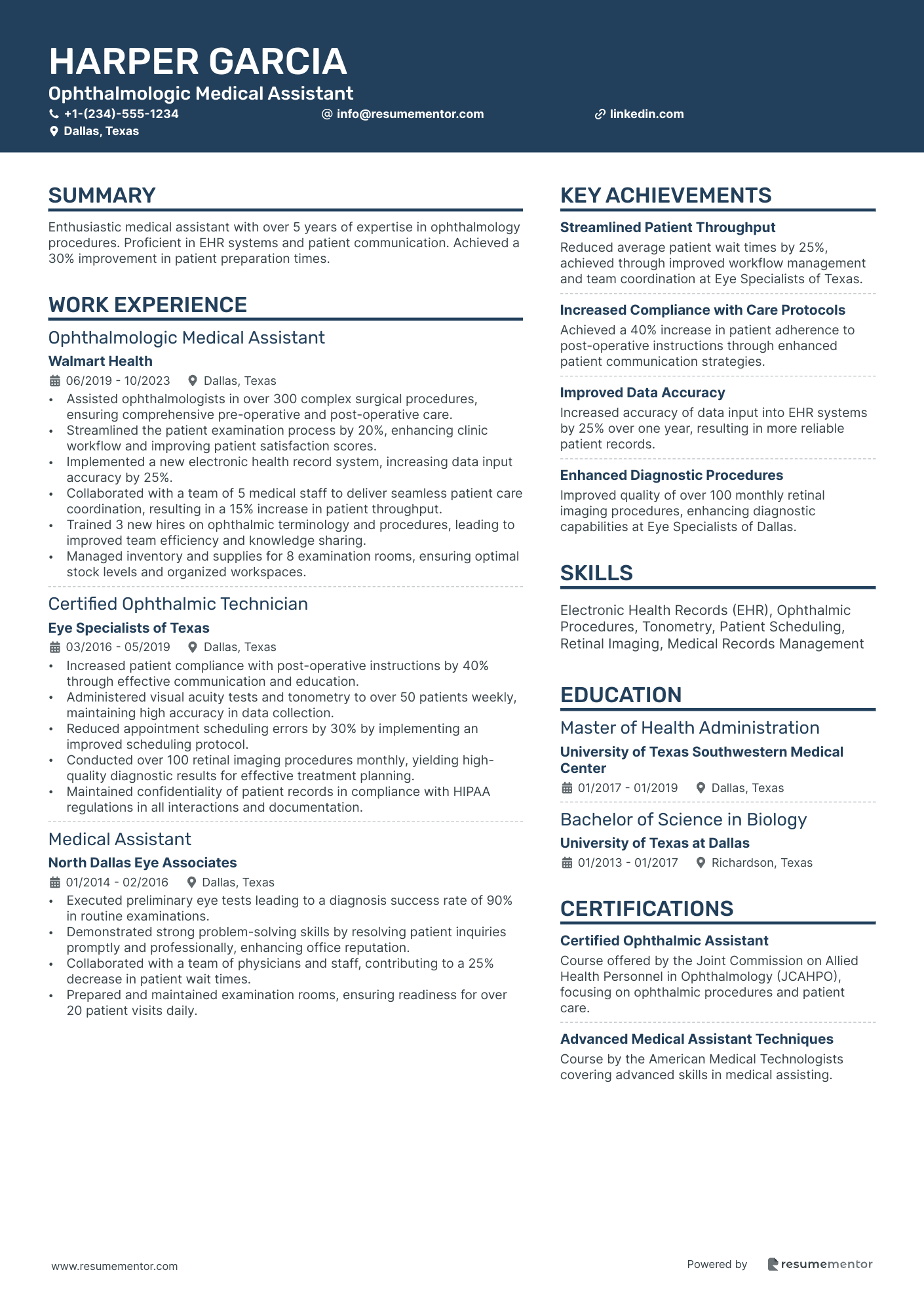 Ophthalmologic Medical Assistant