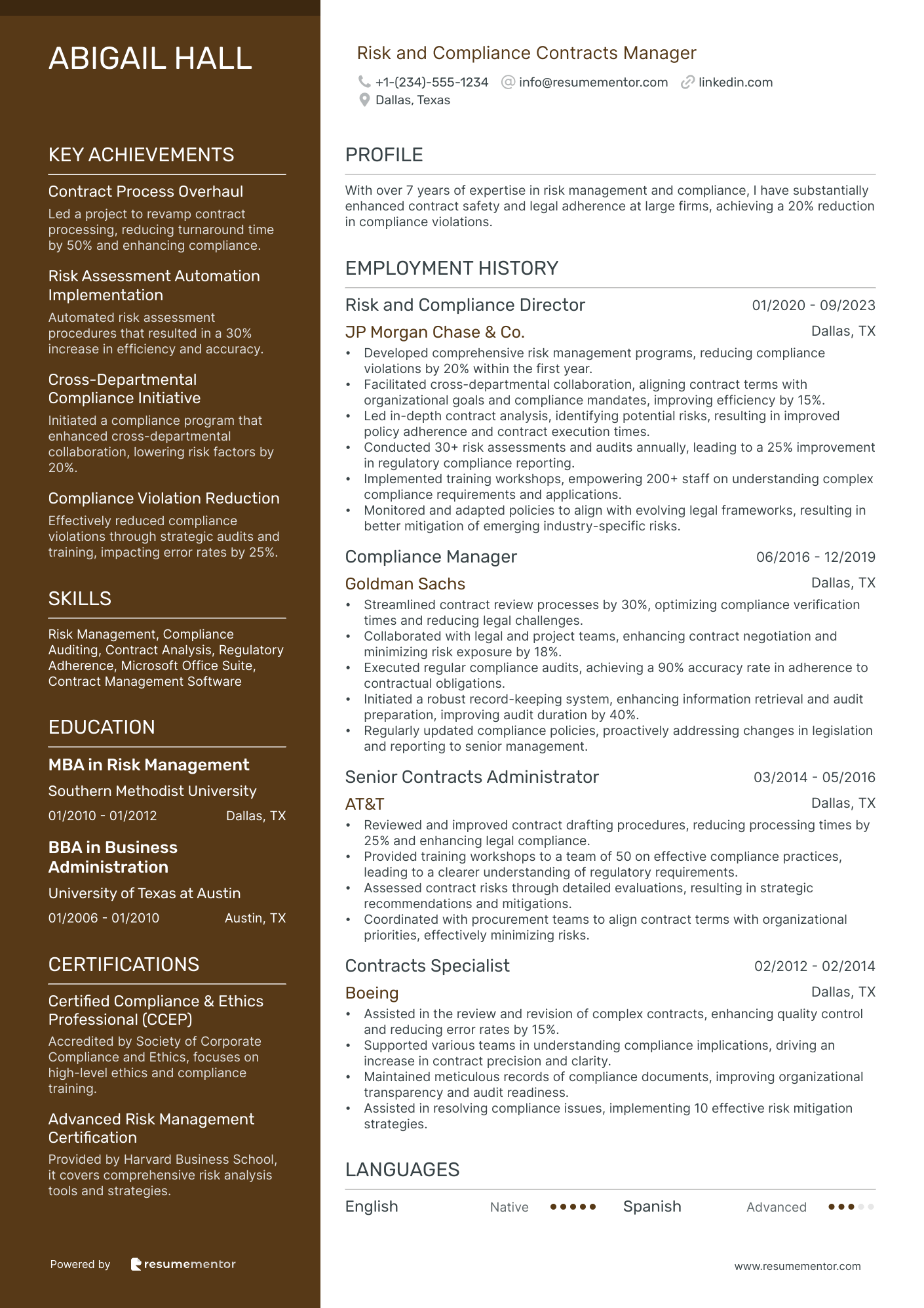 Risk and Compliance Contracts Manager