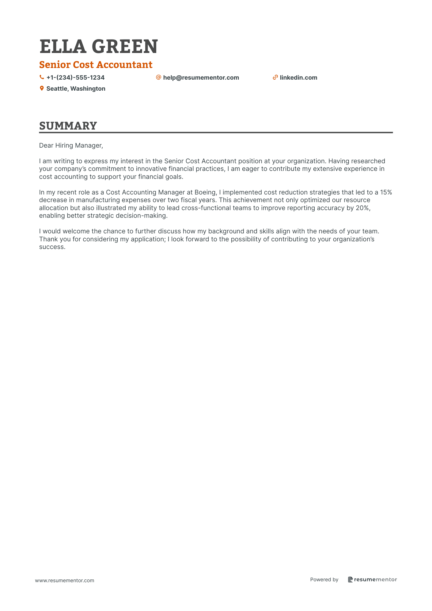 Senior Cost Accountant