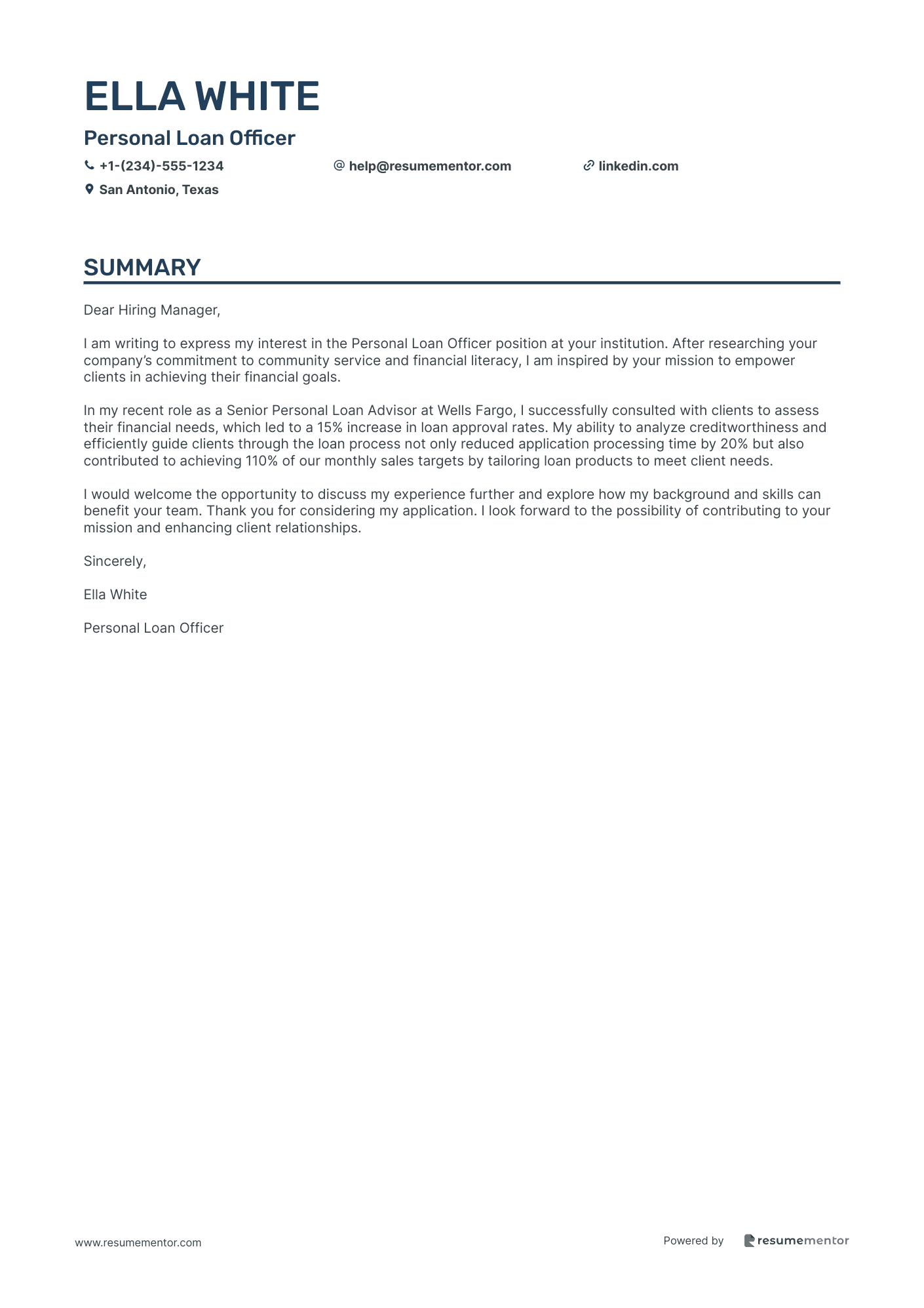 Personal Loan Officer