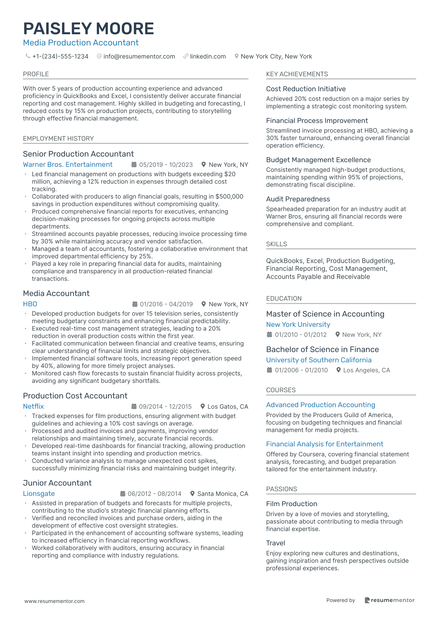 Media Production Accountant