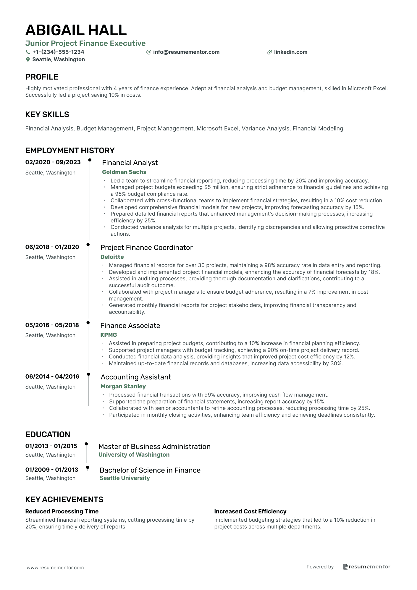 Junior Project Finance Executive