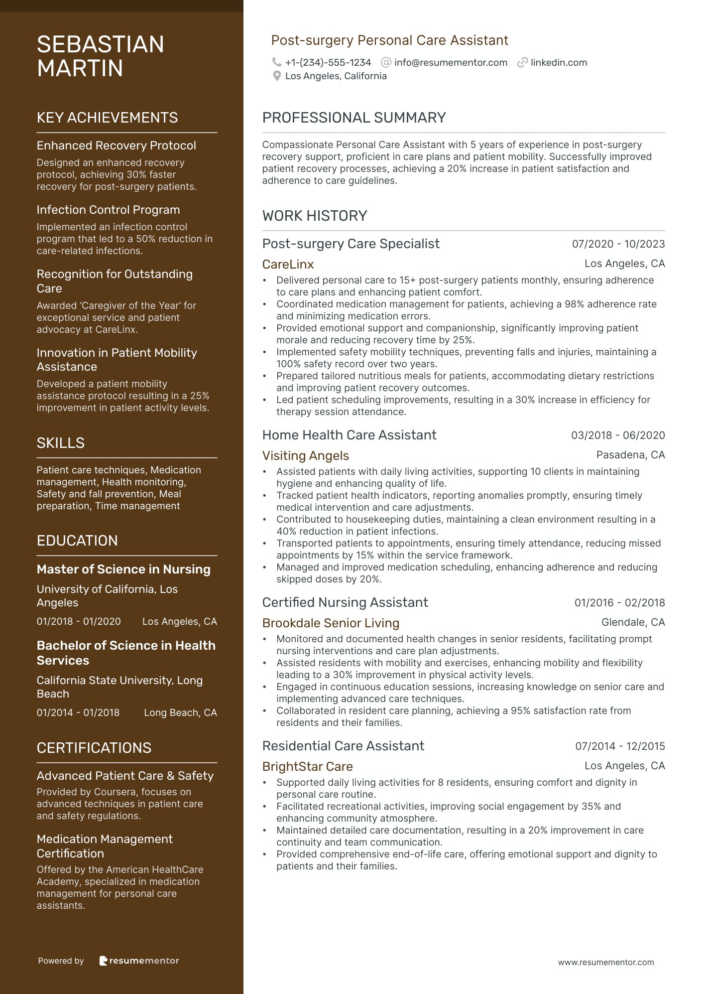 Post surgery Personal Care Assistant