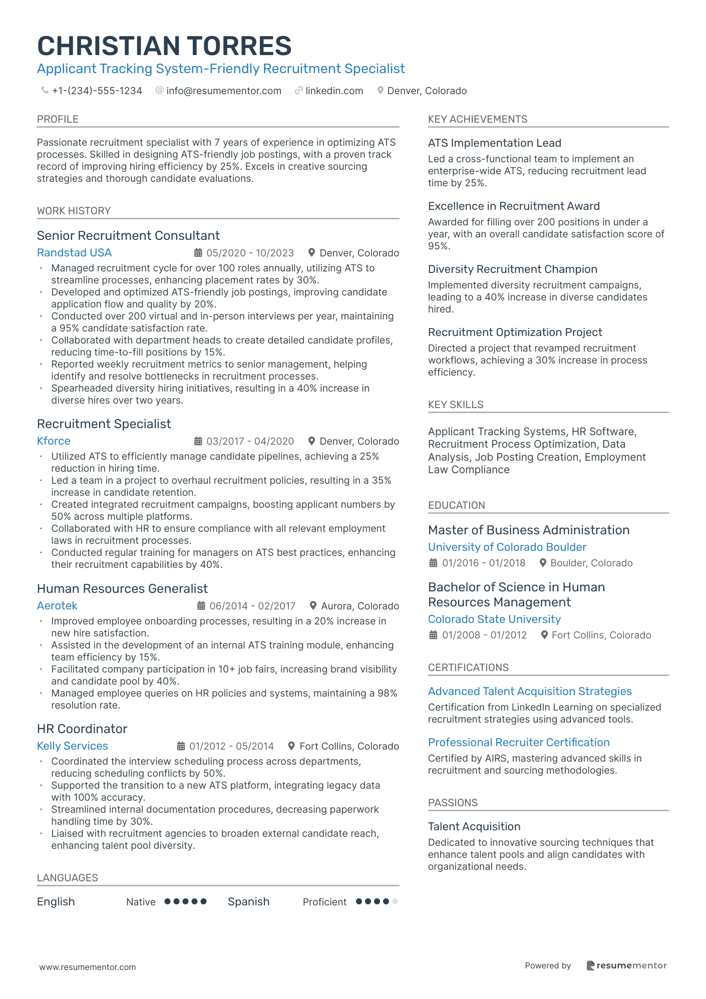 Applicant Tracking System Friendly Recruitment Specialist