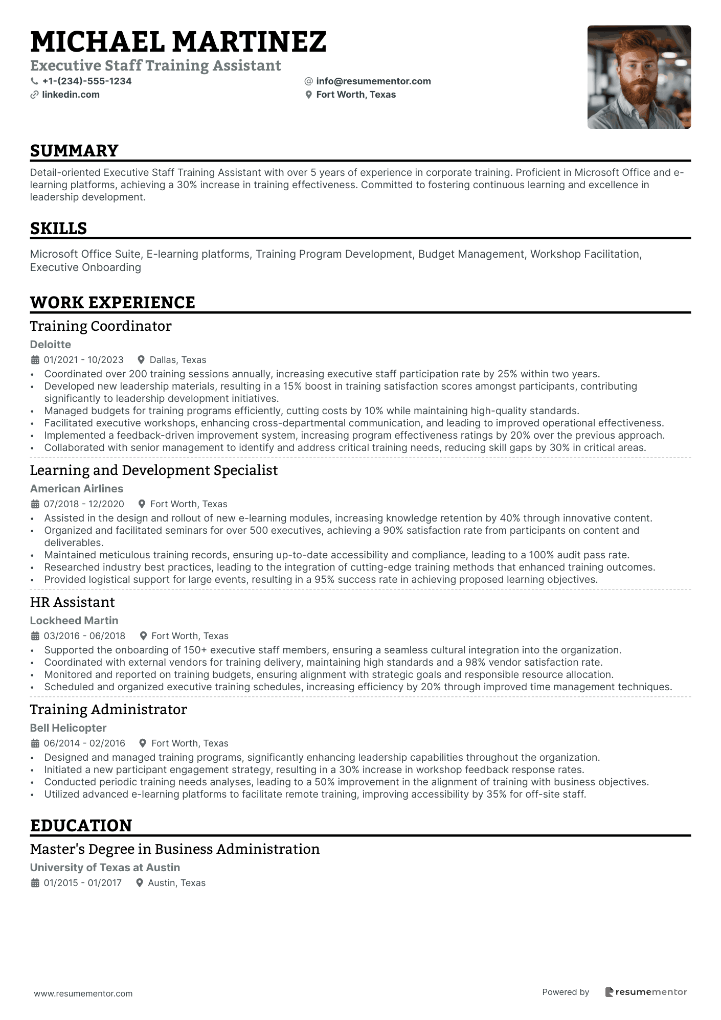 Executive Staff Training Assistant