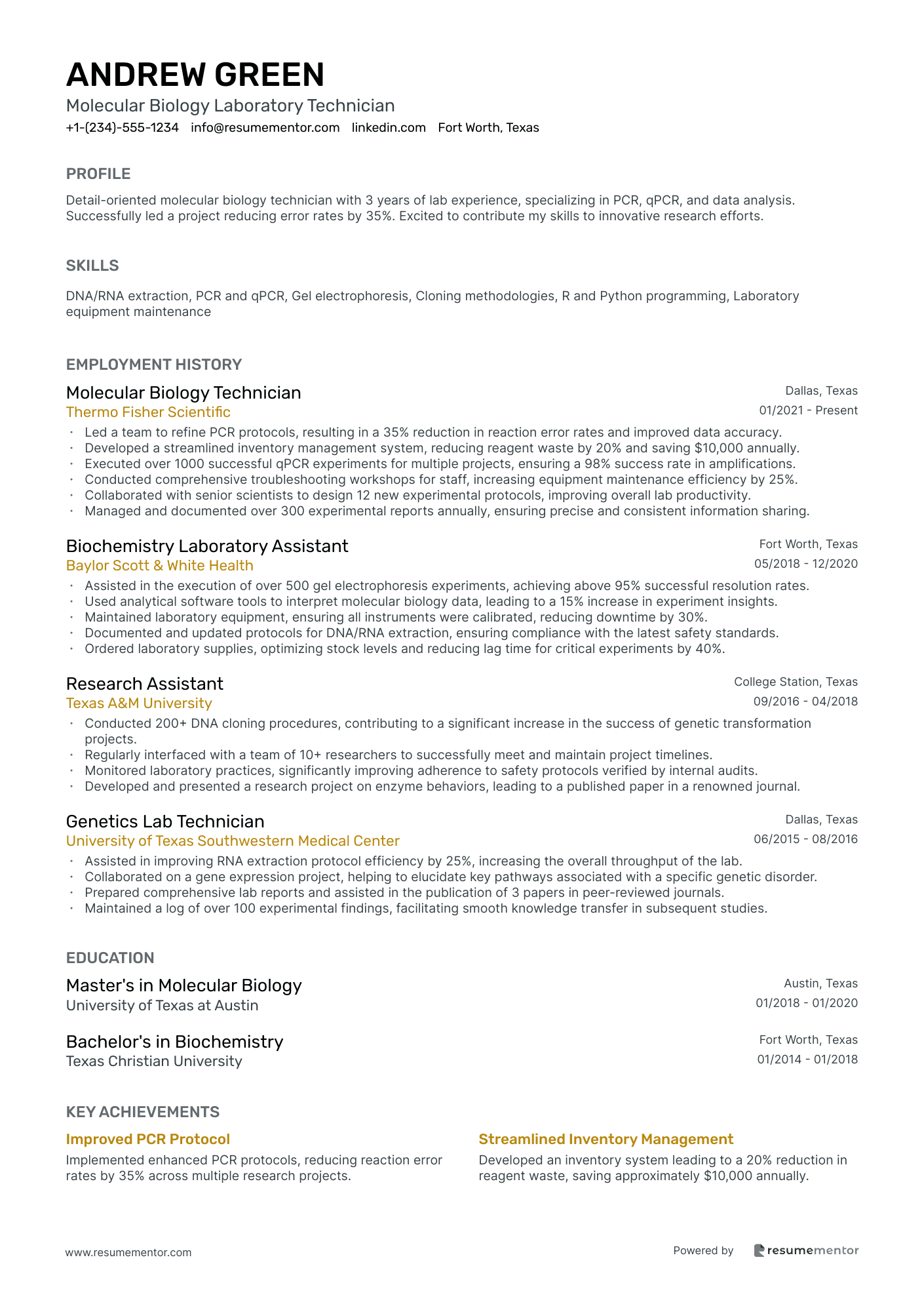 Molecular Biology Laboratory Technician