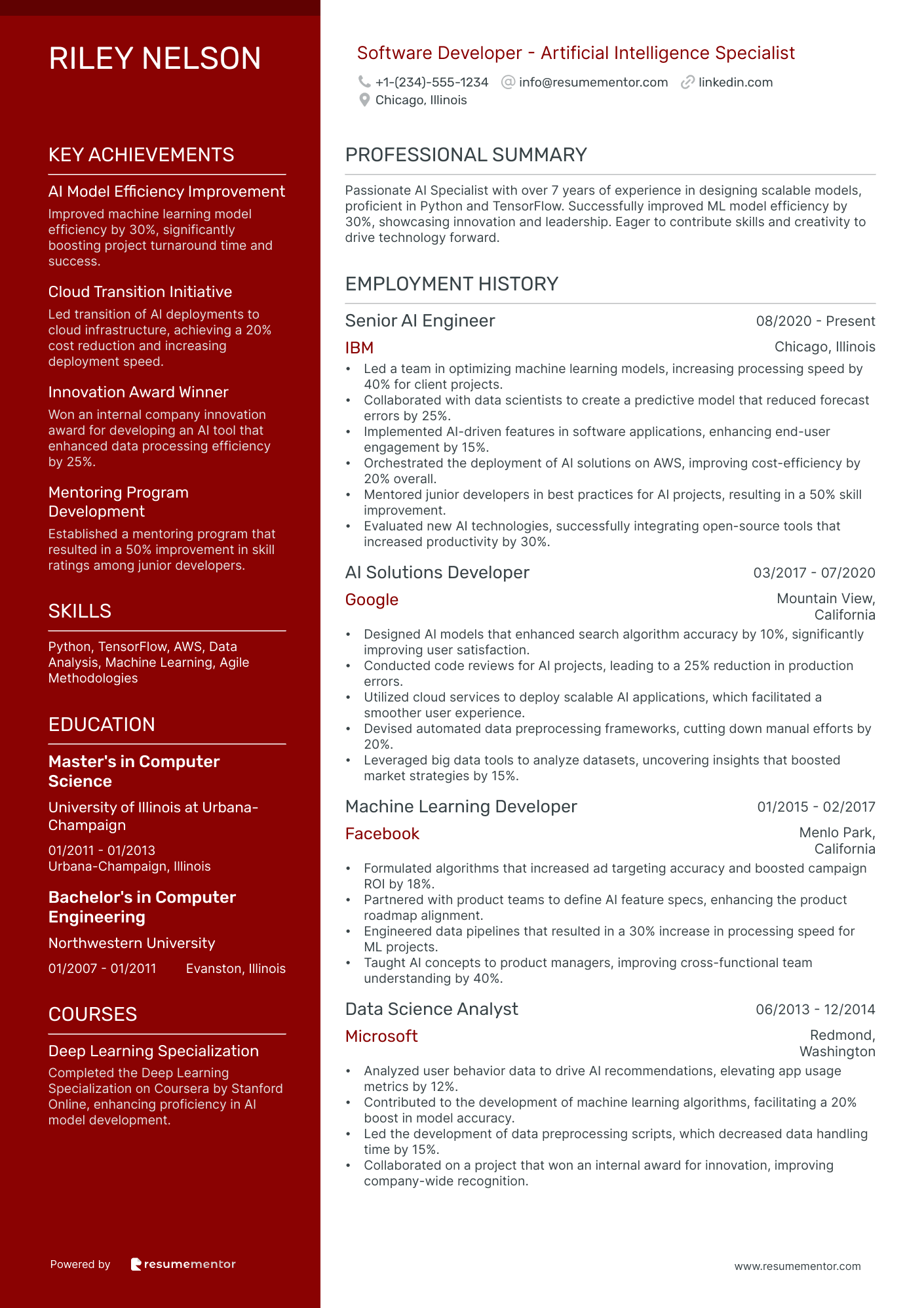 Software Developer   Artificial Intelligence Specialist