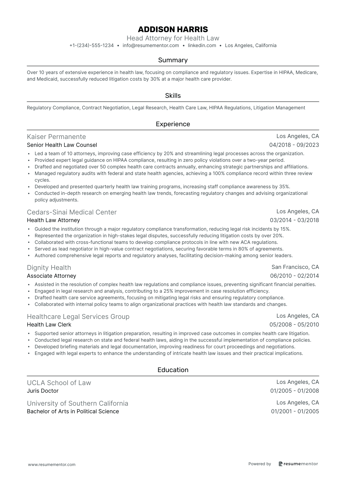 Head Attorney for Health Law