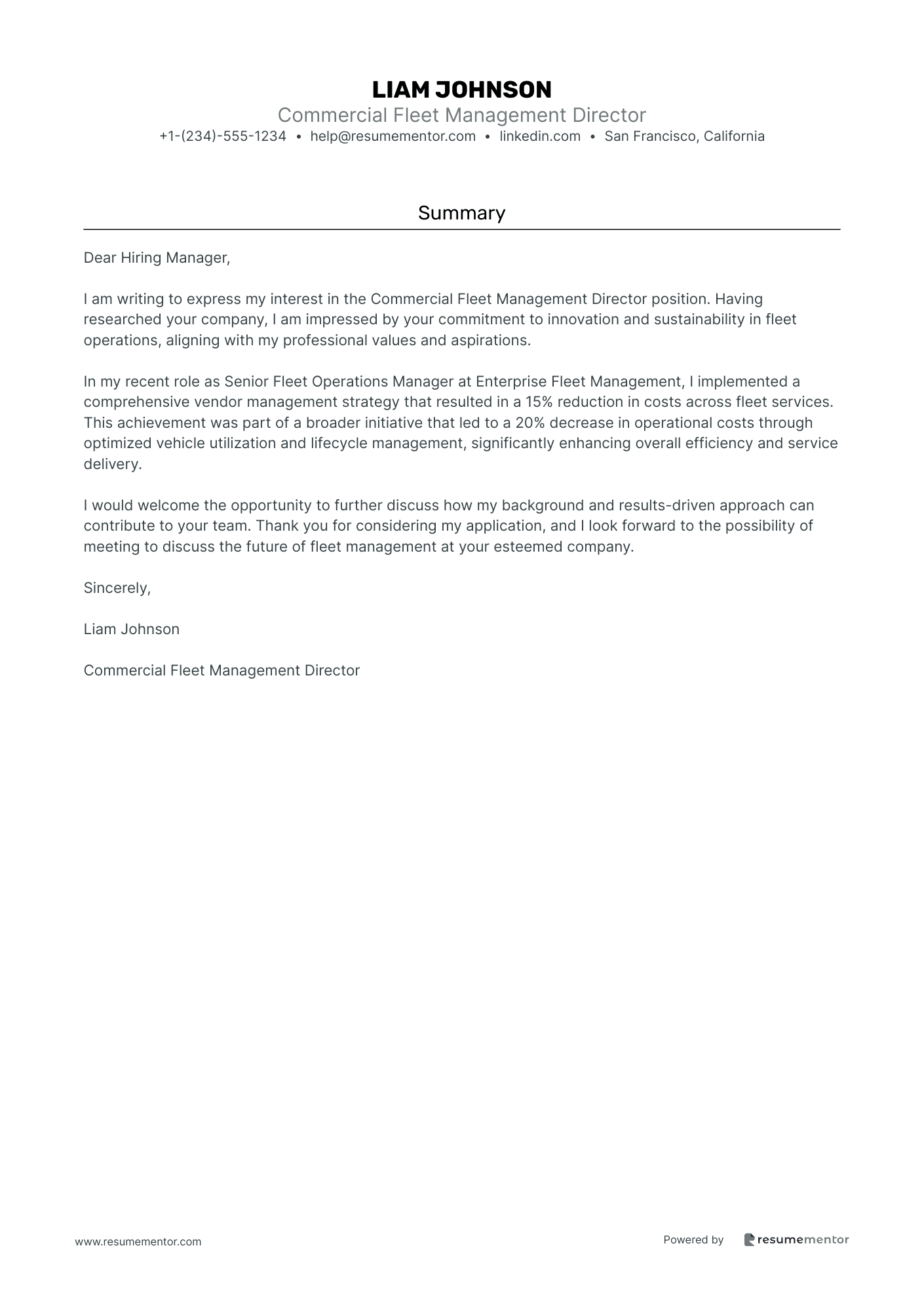 Commercial Fleet Management Director