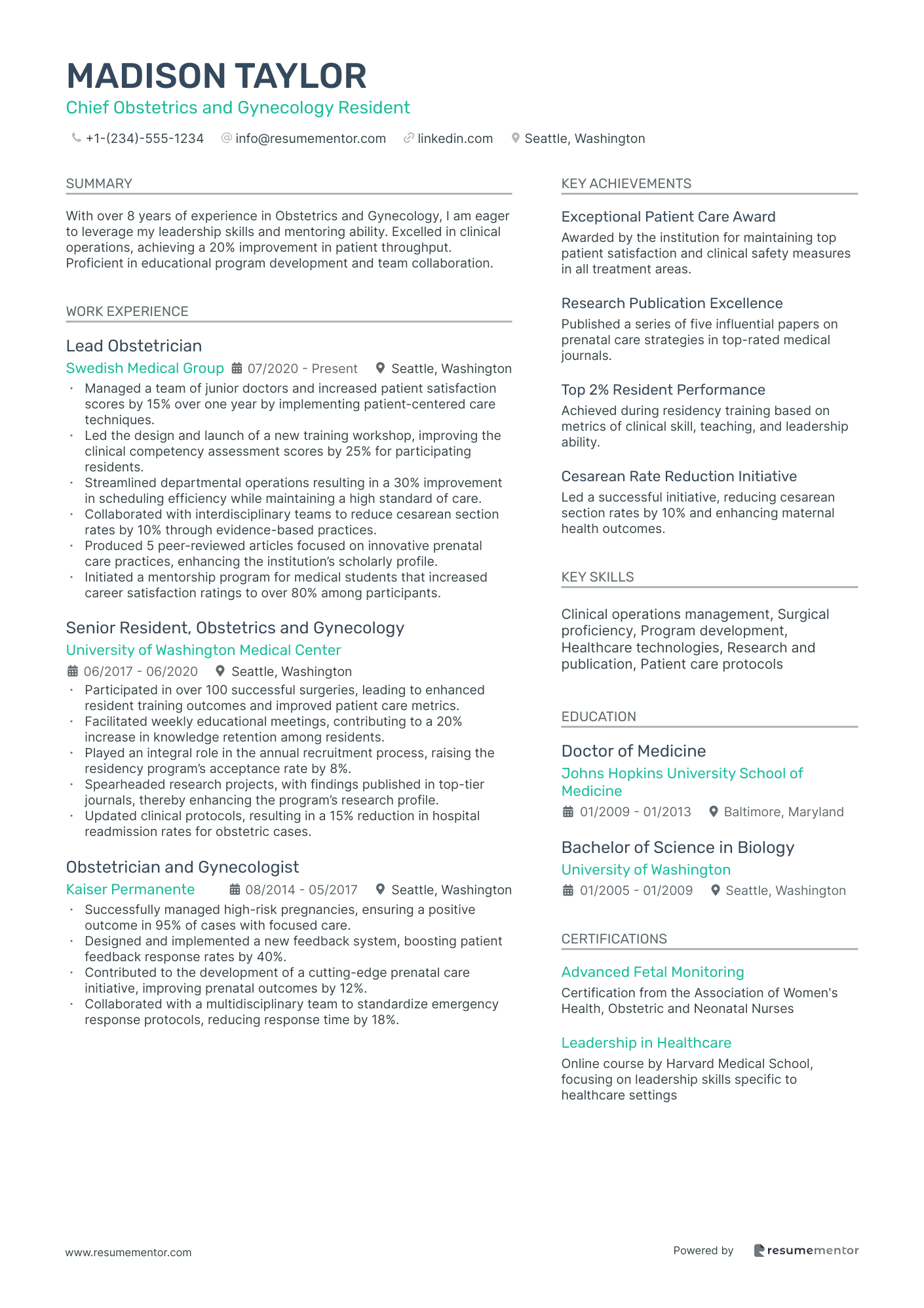 Chief Obstetrics and Gynecology Resident