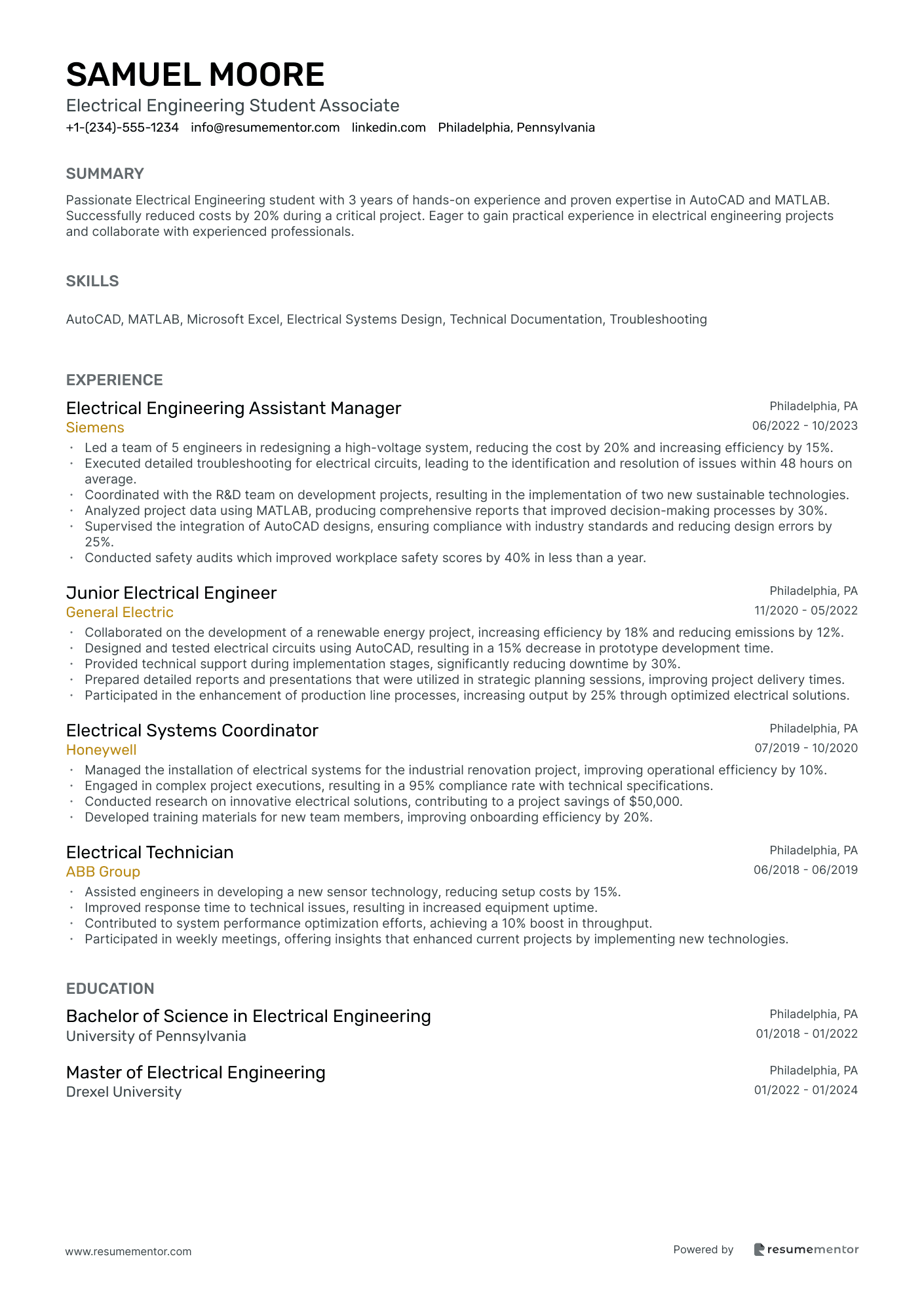 Electrical Engineering Student Associate