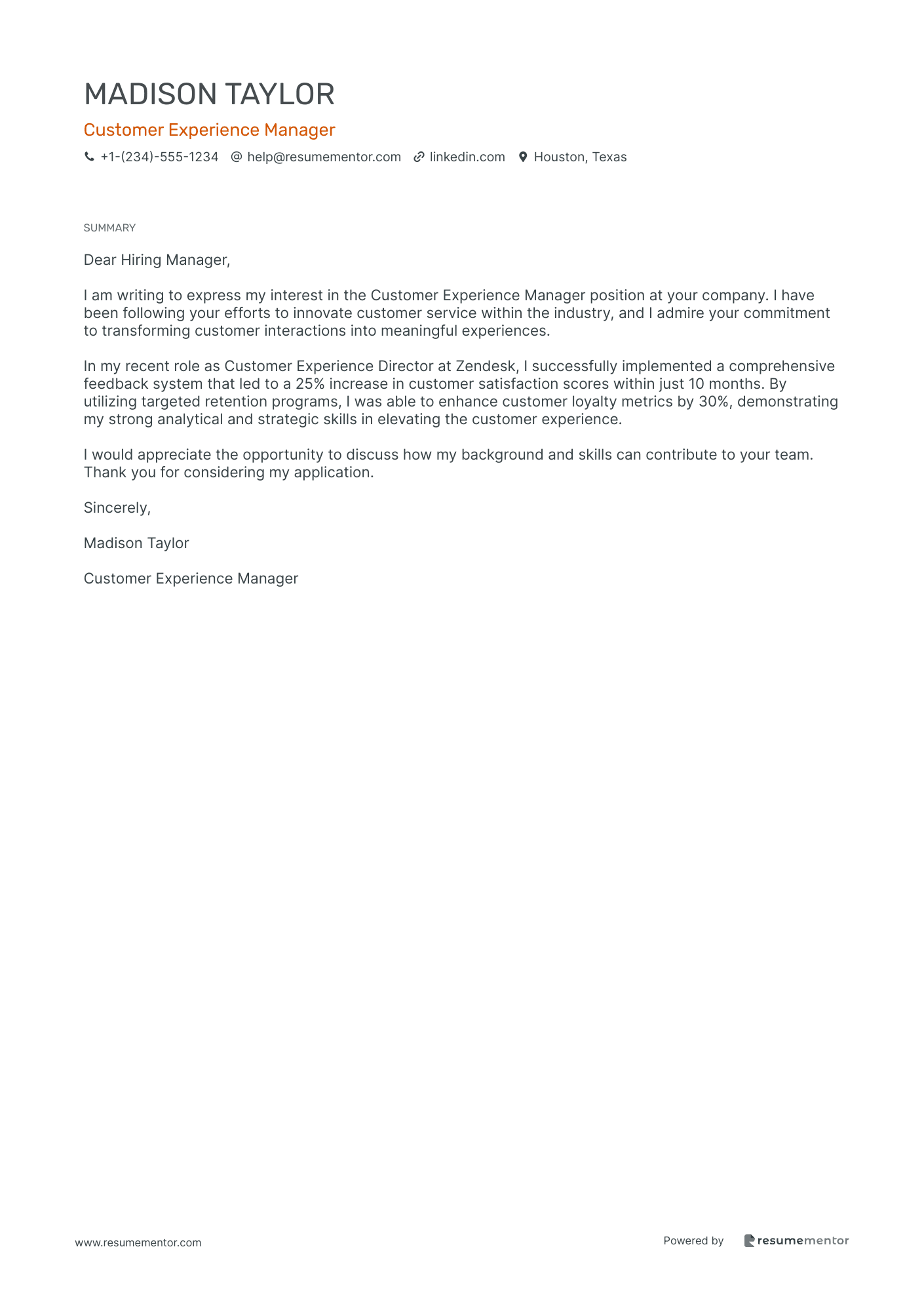 Customer Experience Manager