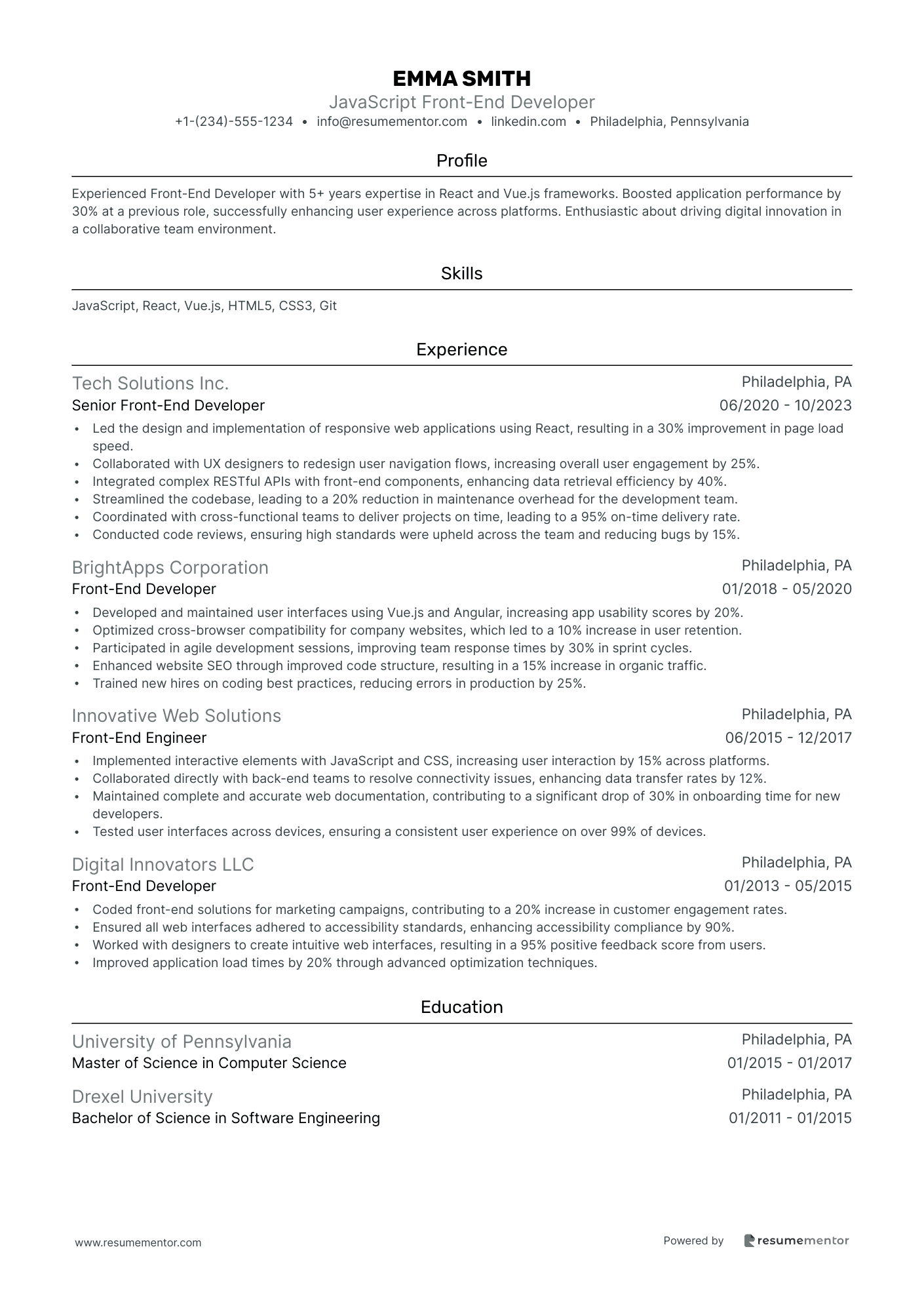 JavaScript Front End Developer