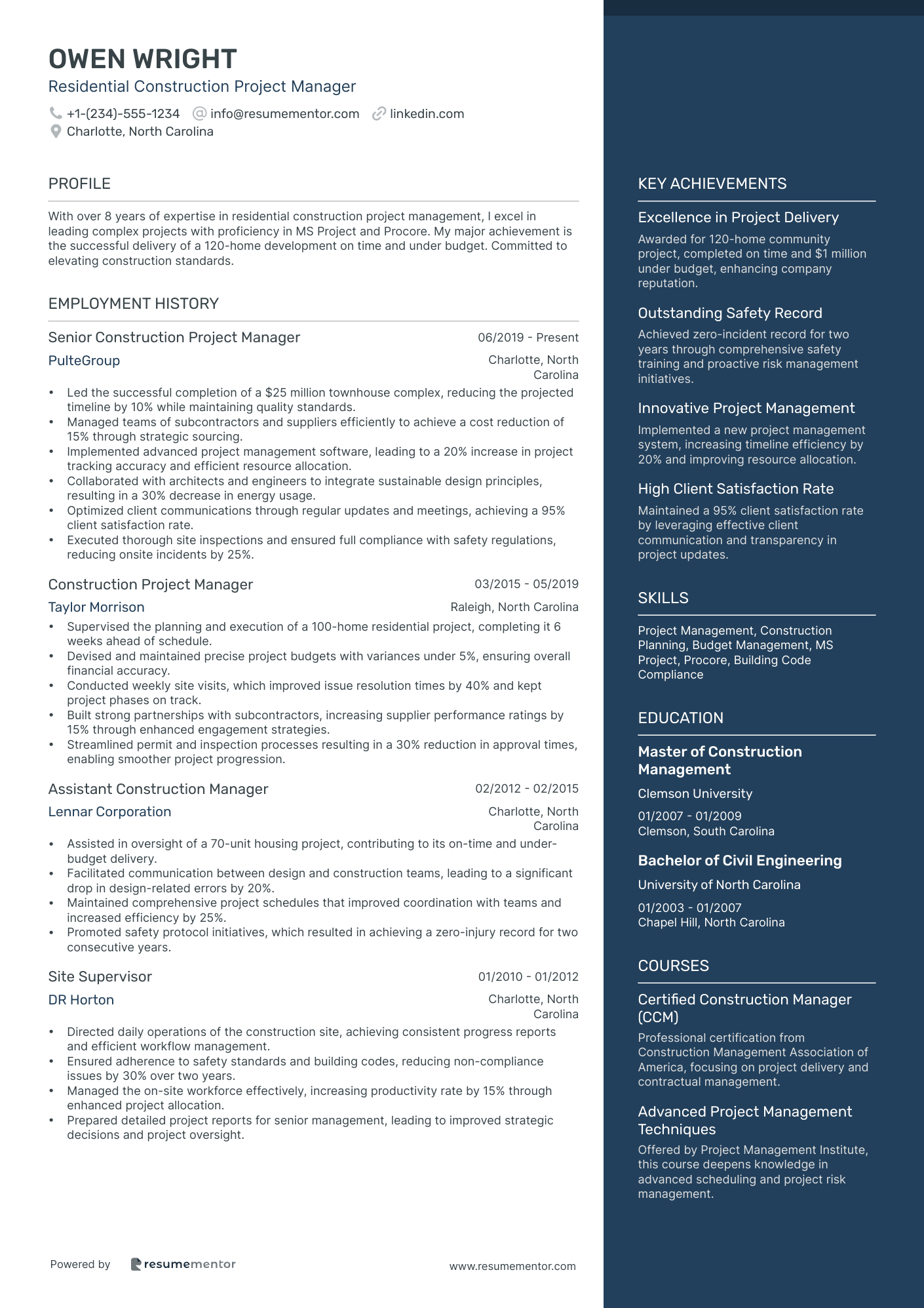 Residential Construction Project Manager