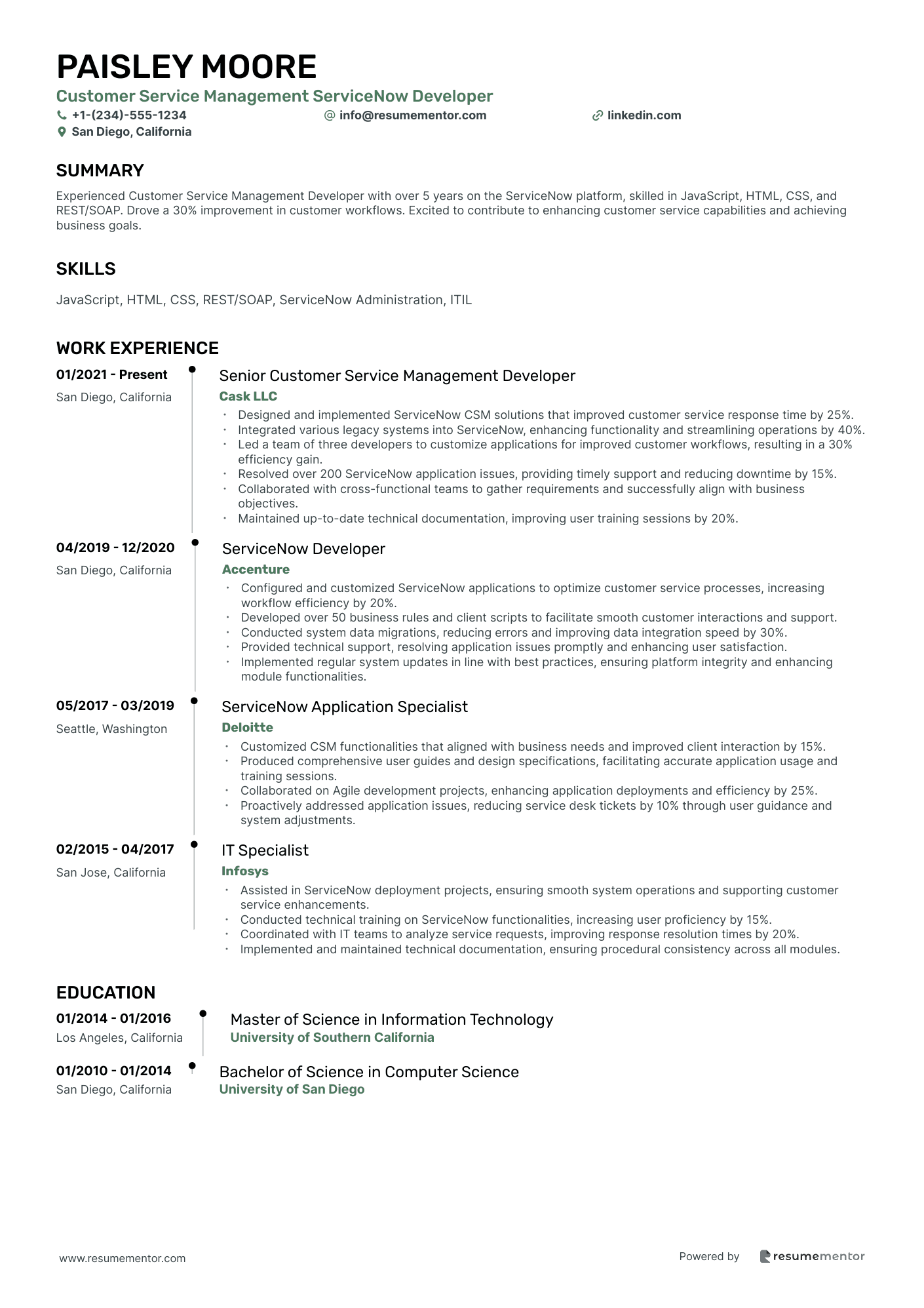 Customer Service Management Servicenow Developer