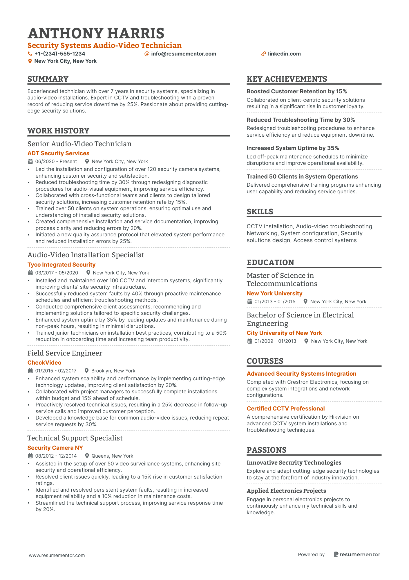 Security Systems Audio Video Technician