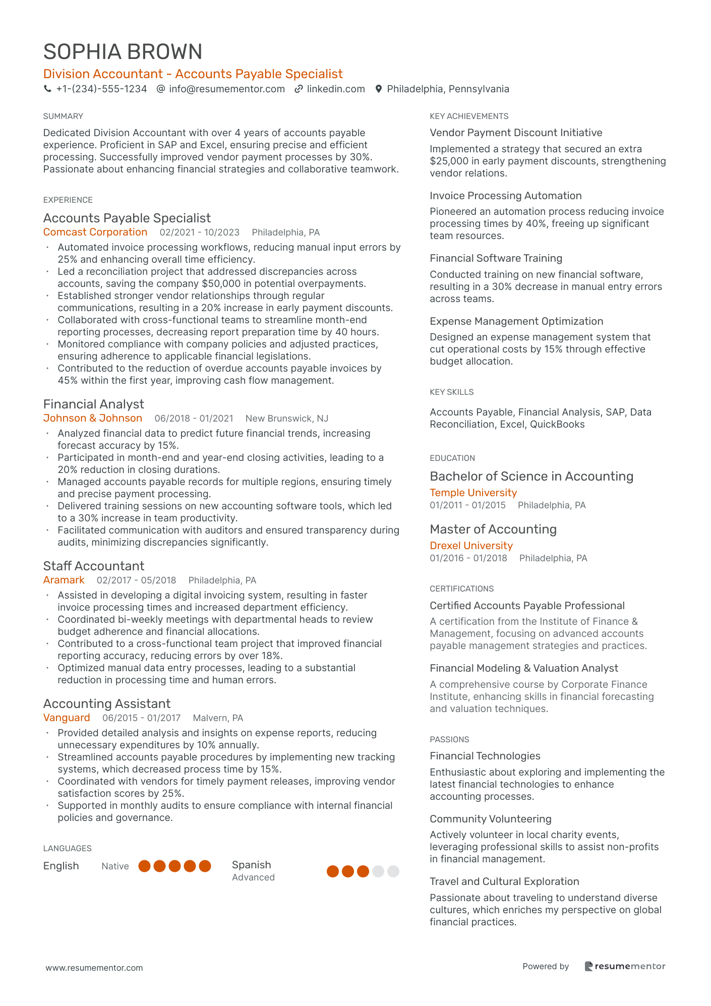 Division Accountant   Accounts payable Specialist