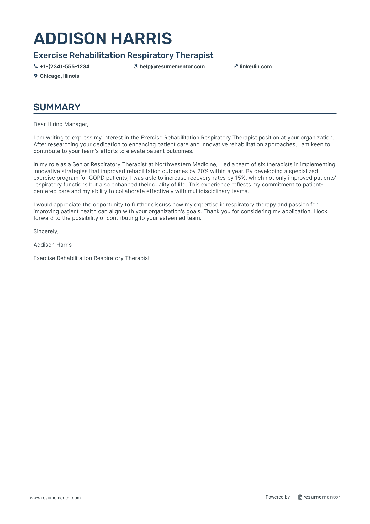 Exercise Rehabilitation Respiratory Therapist