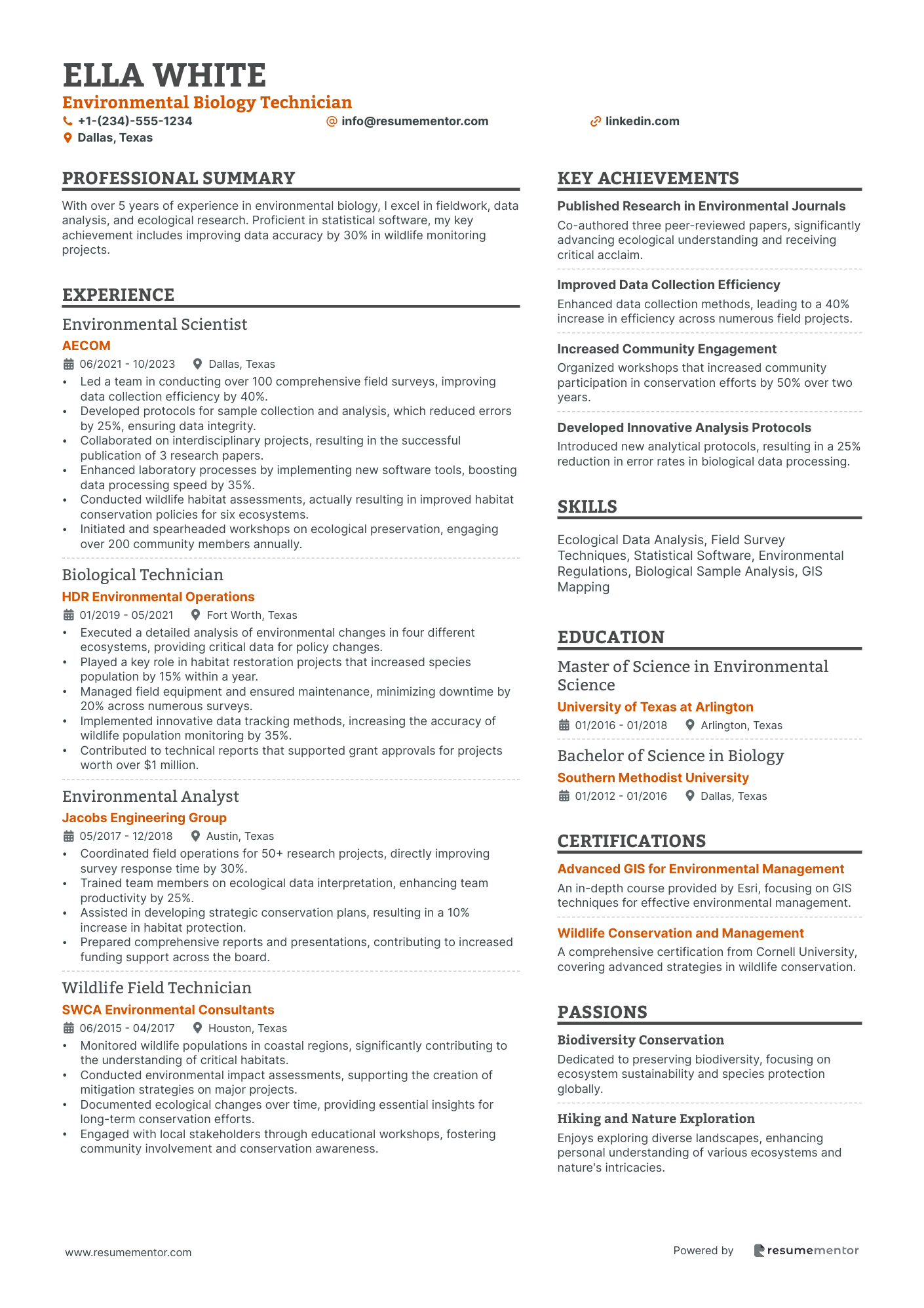 Environmental Biology Technician