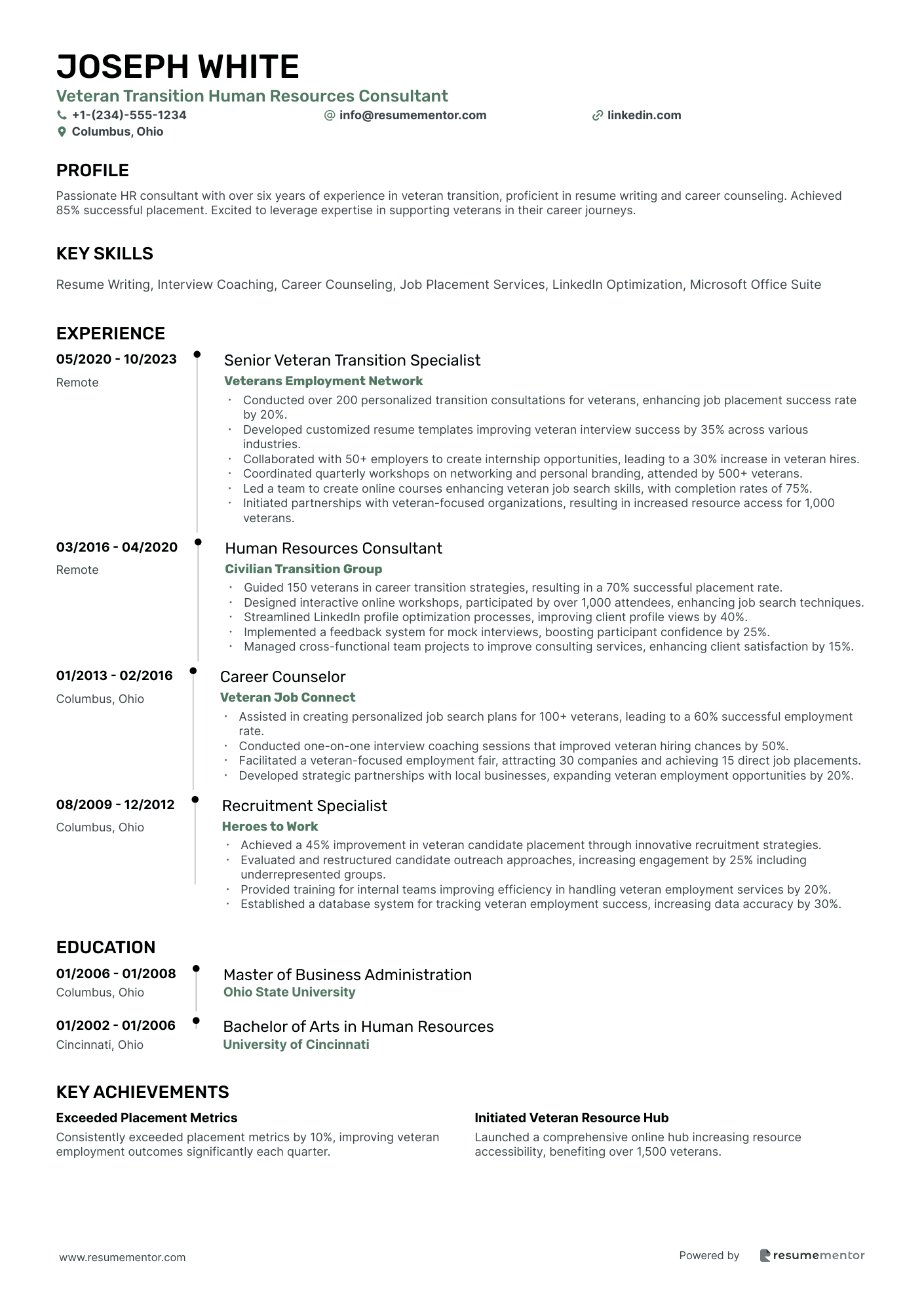 Veteran Transition Human Resources Consultant