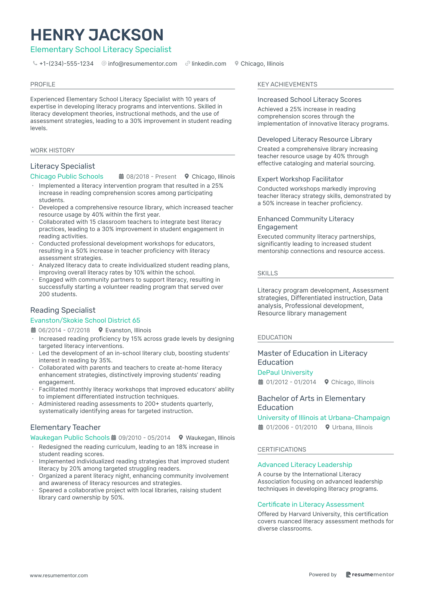 Elementary School Literacy Specialist