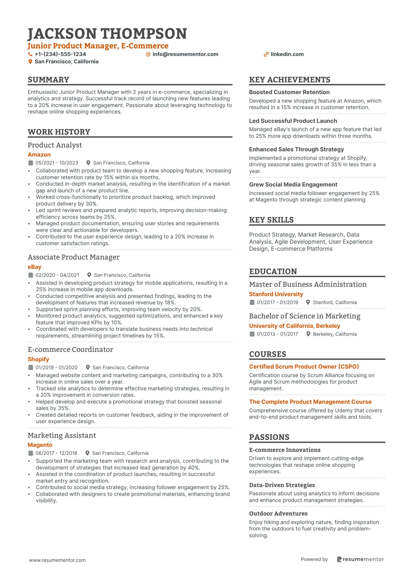 Junior Product Manager, E Commerce