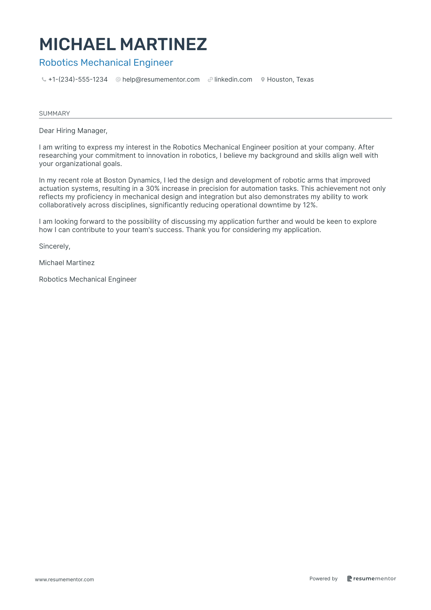 Robotics Mechanical Engineer