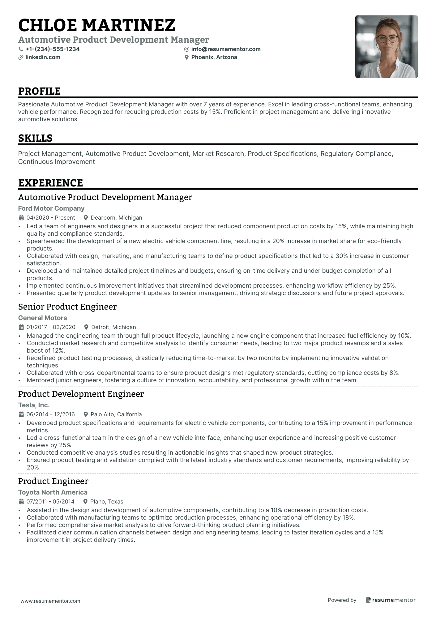 Automotive Product Development Manager