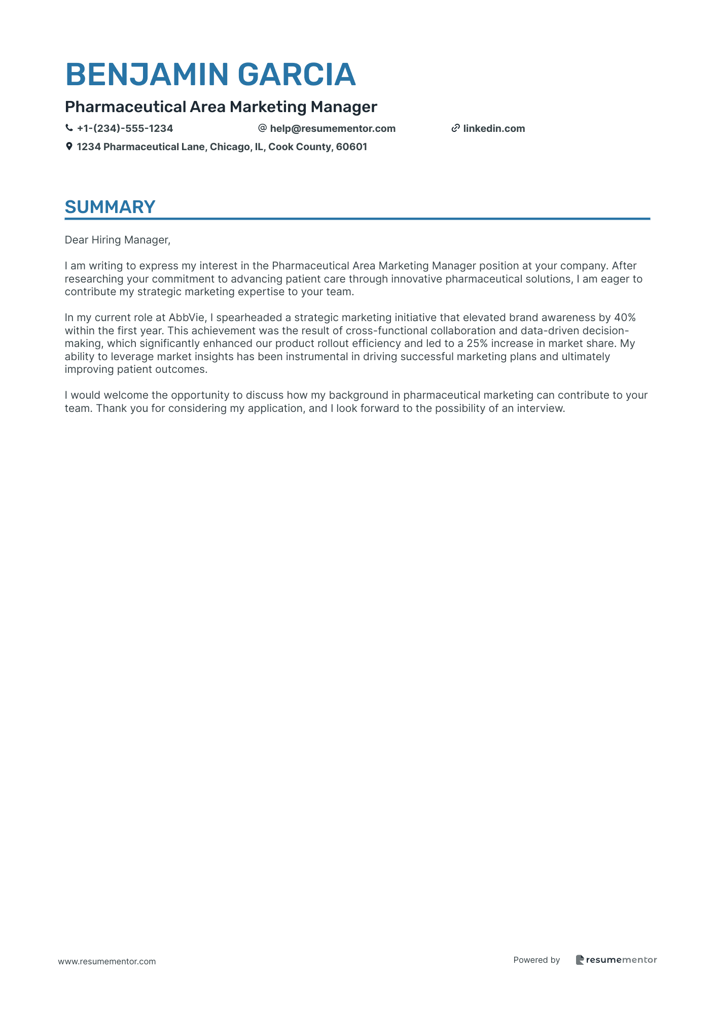 Pharmaceutical Area Marketing Manager
