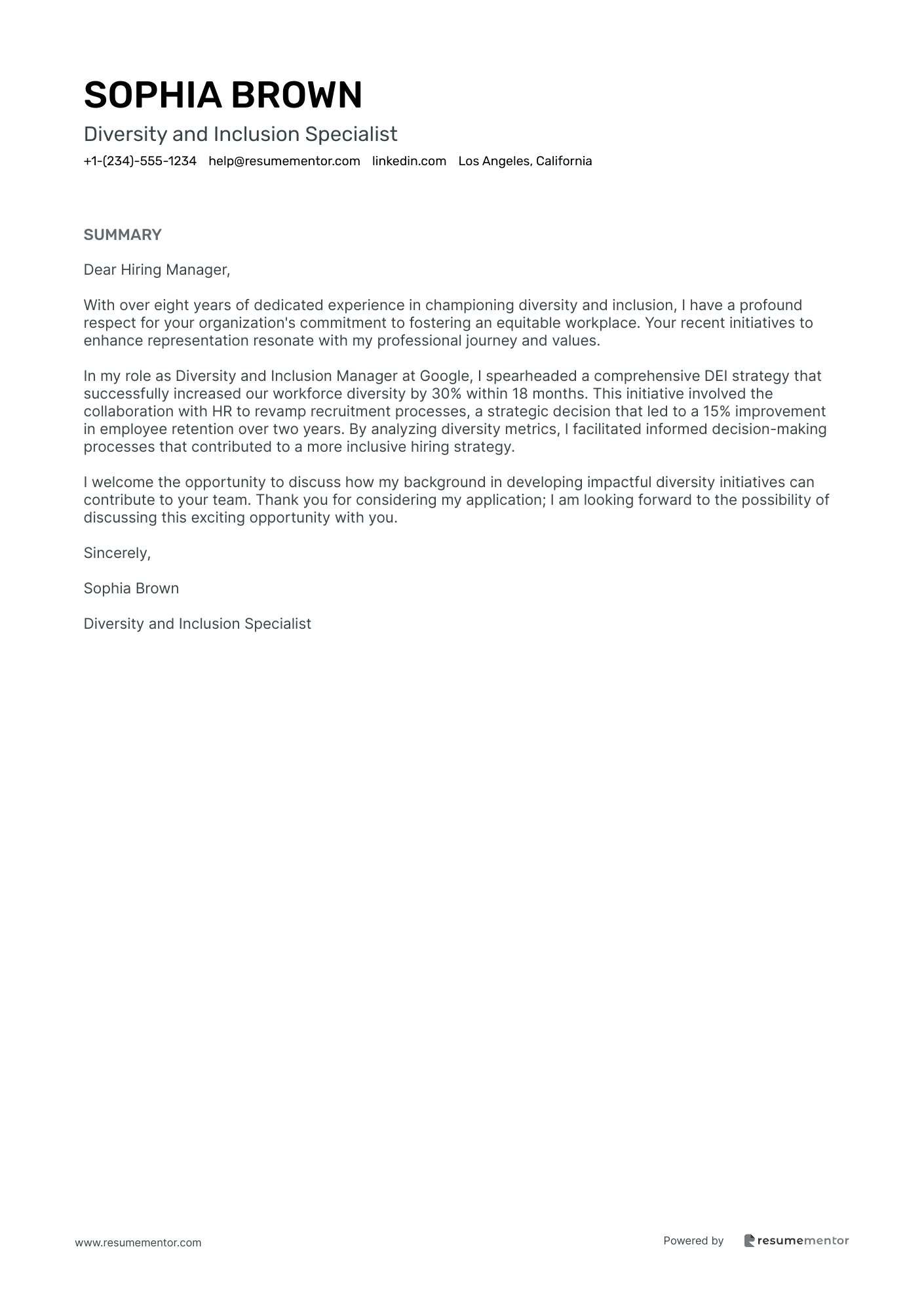 Diversity and Inclusion Specialist
