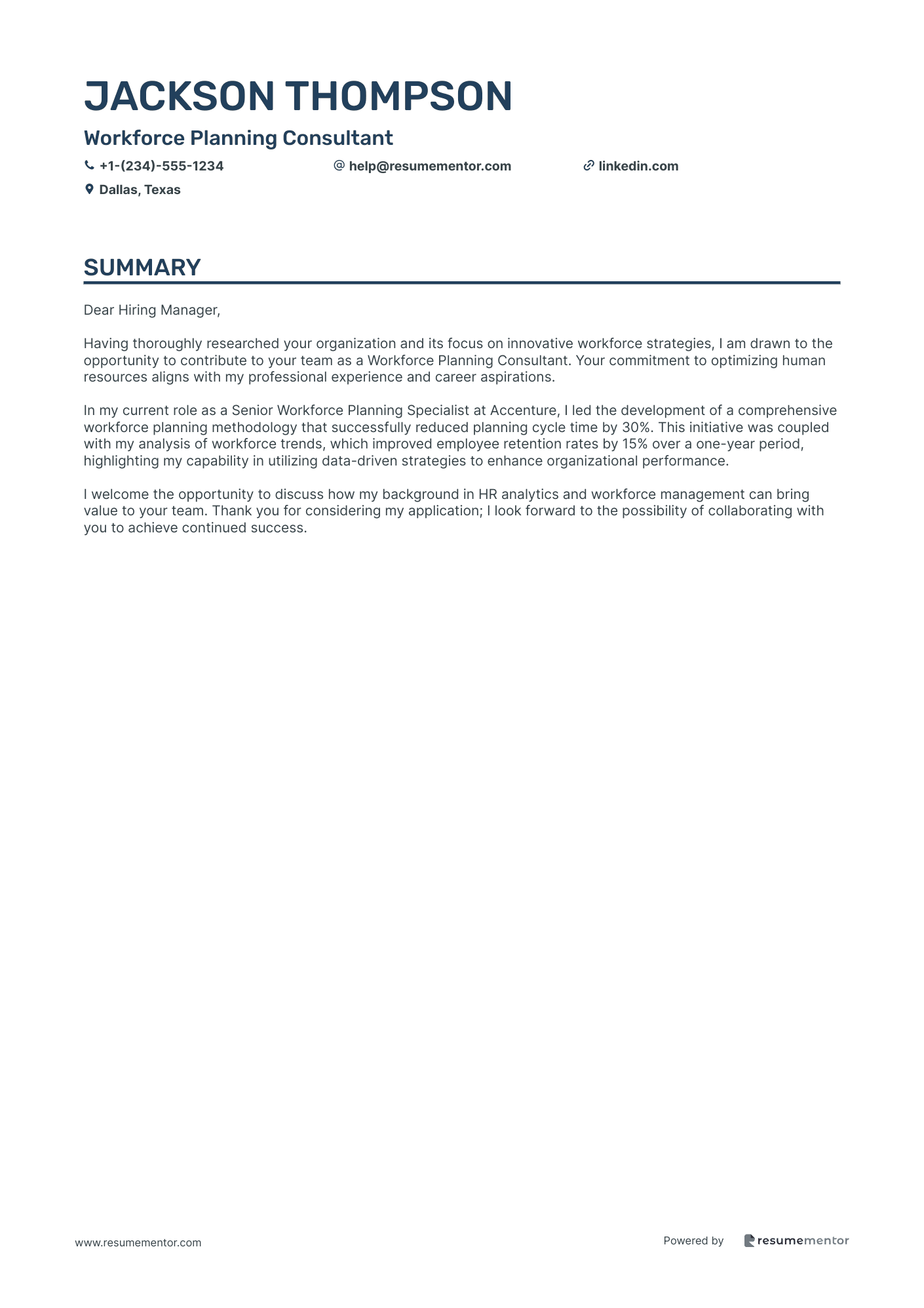 Workforce Planning Consultant