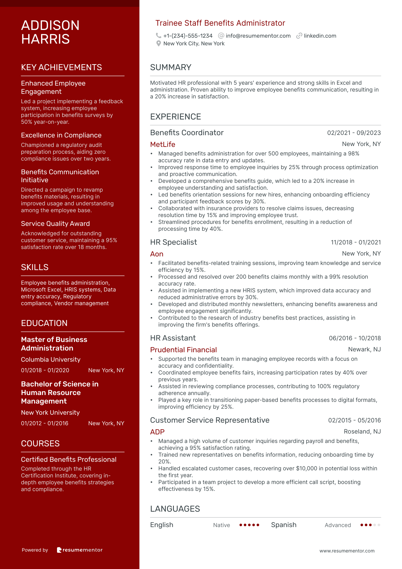 Trainee Staff Benefits Administrator
