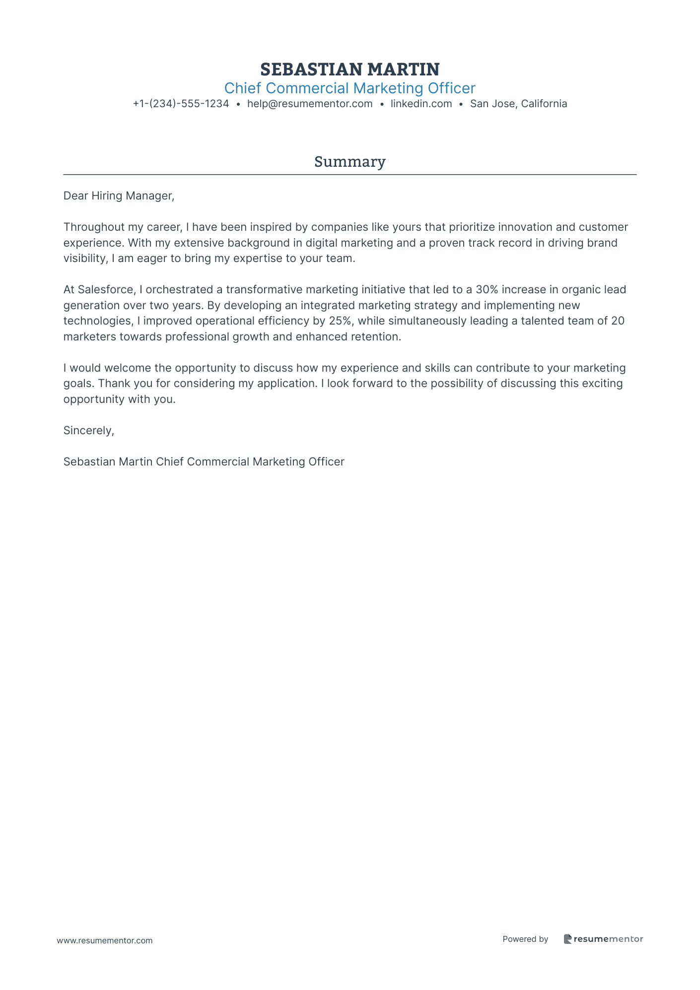 Chief Commercial Marketing Officer