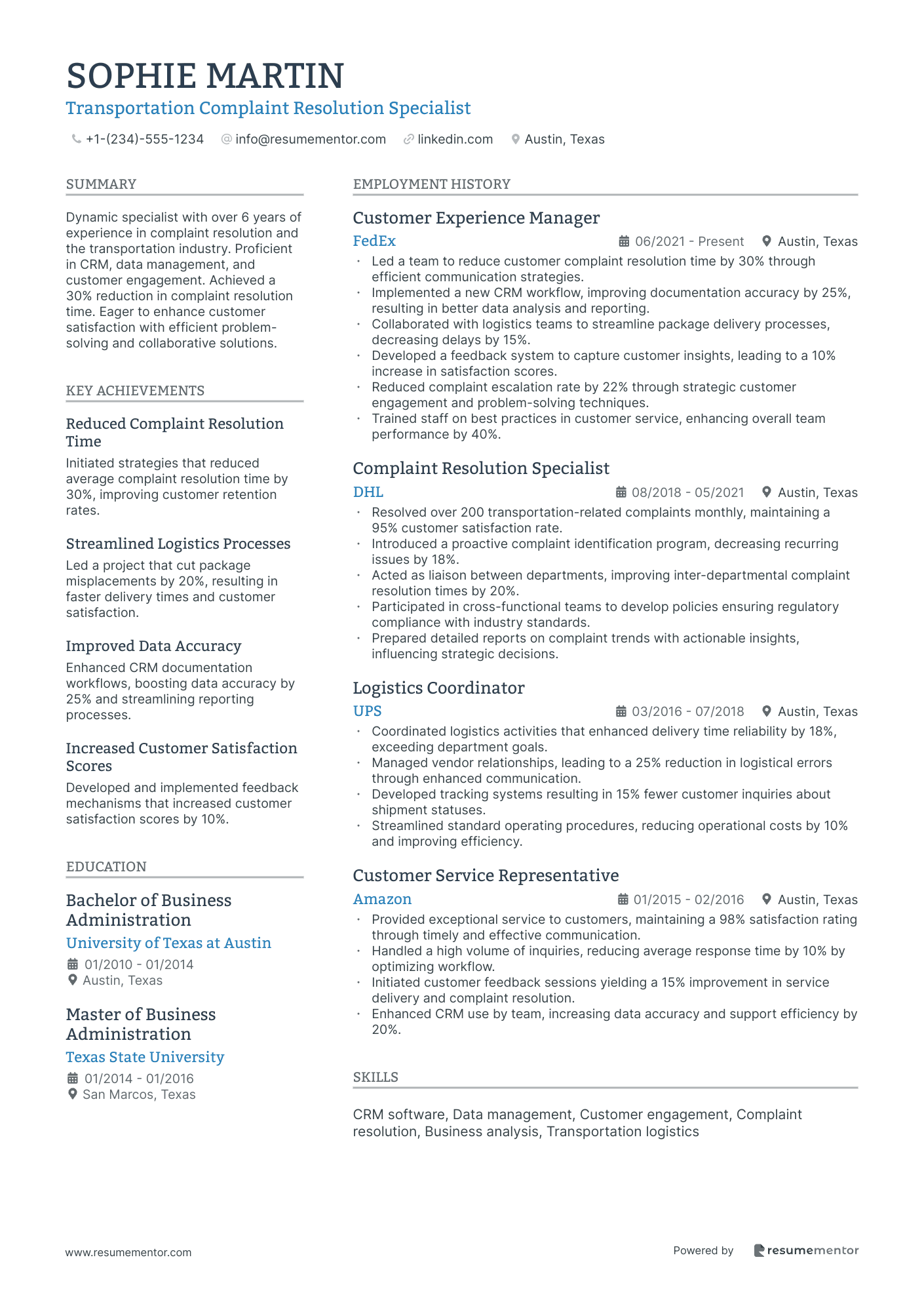 Transportation Complaint Resolution Specialist