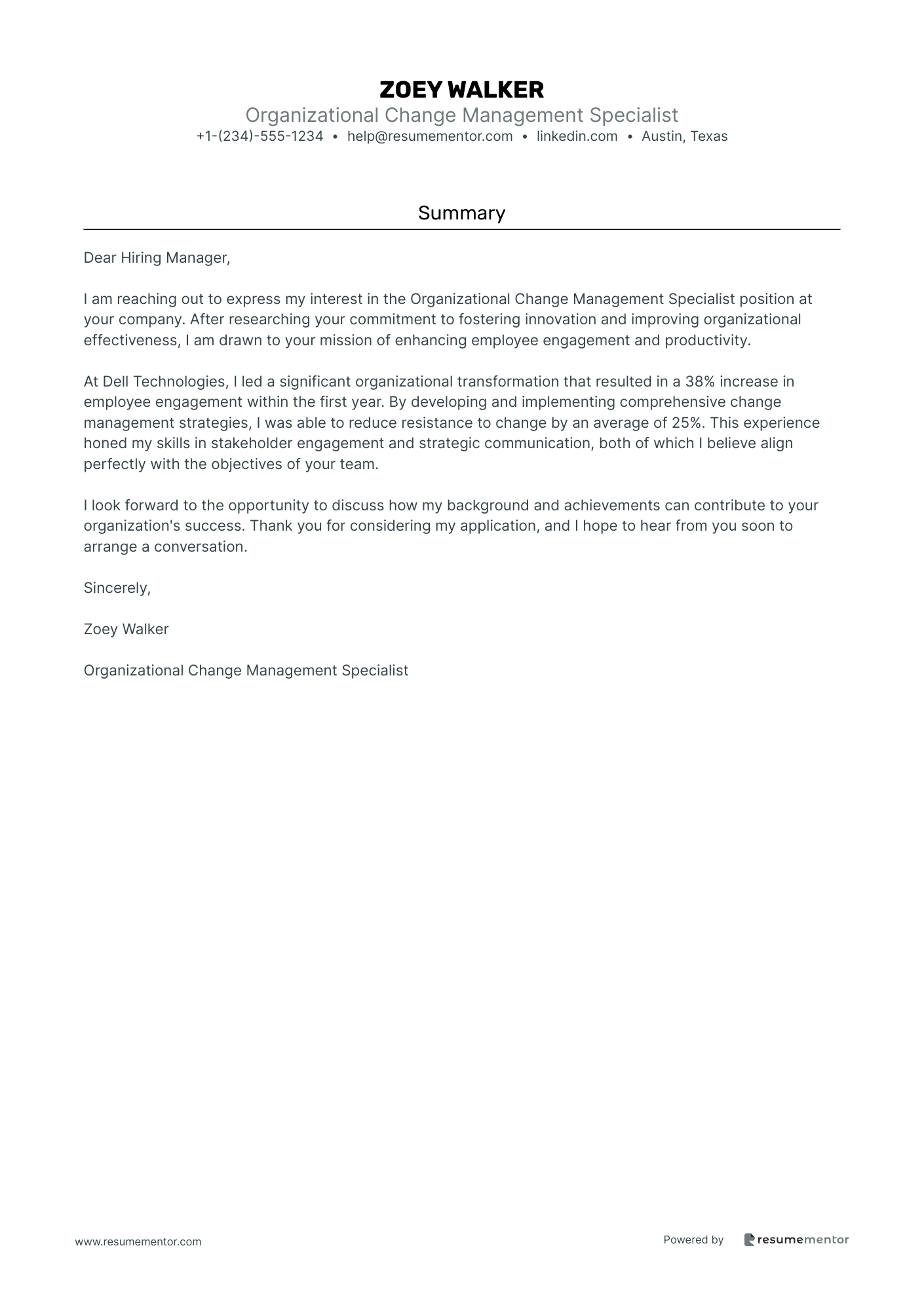 Organizational Change Management Specialist