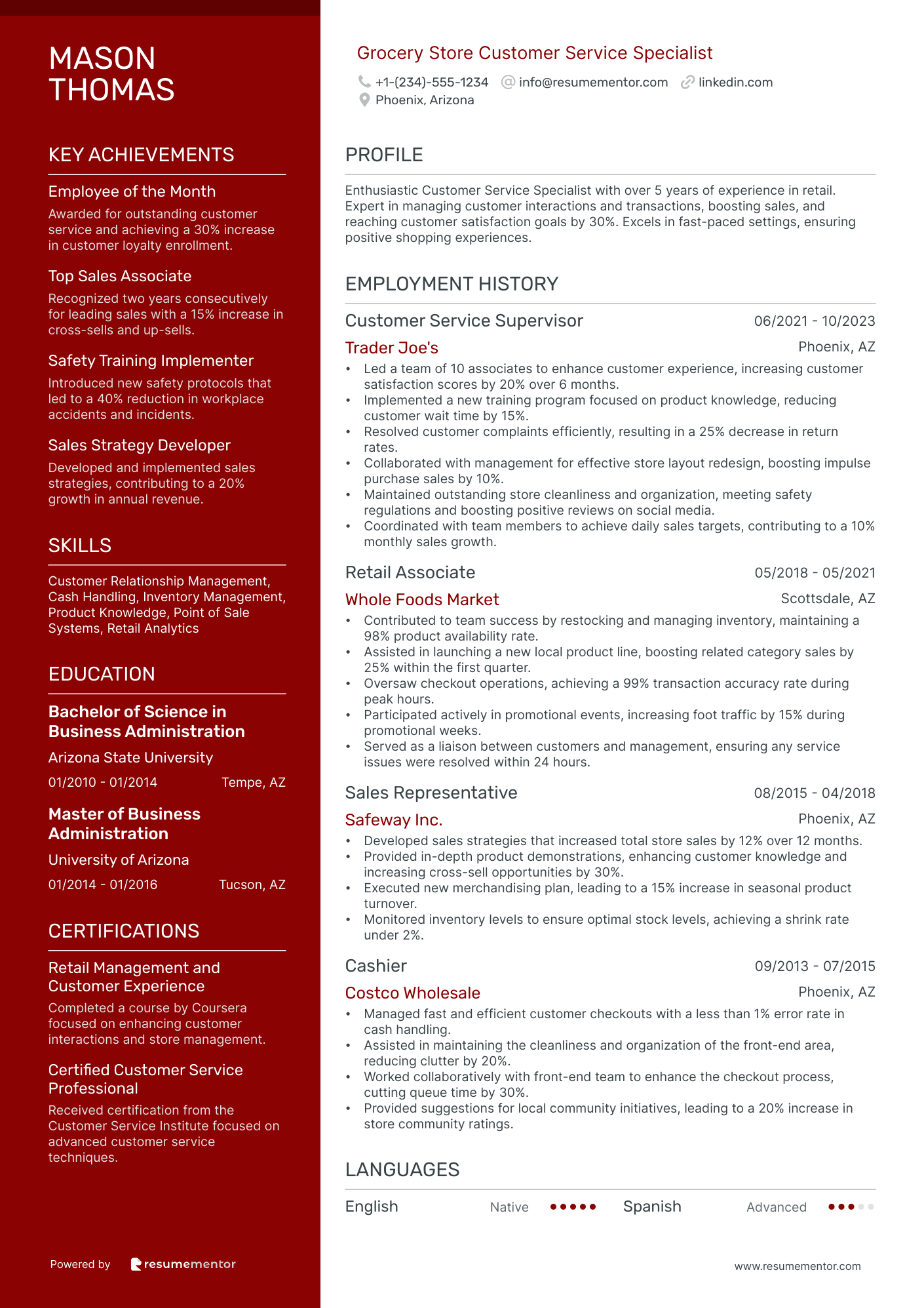 Grocery Store Customer Service Specialist