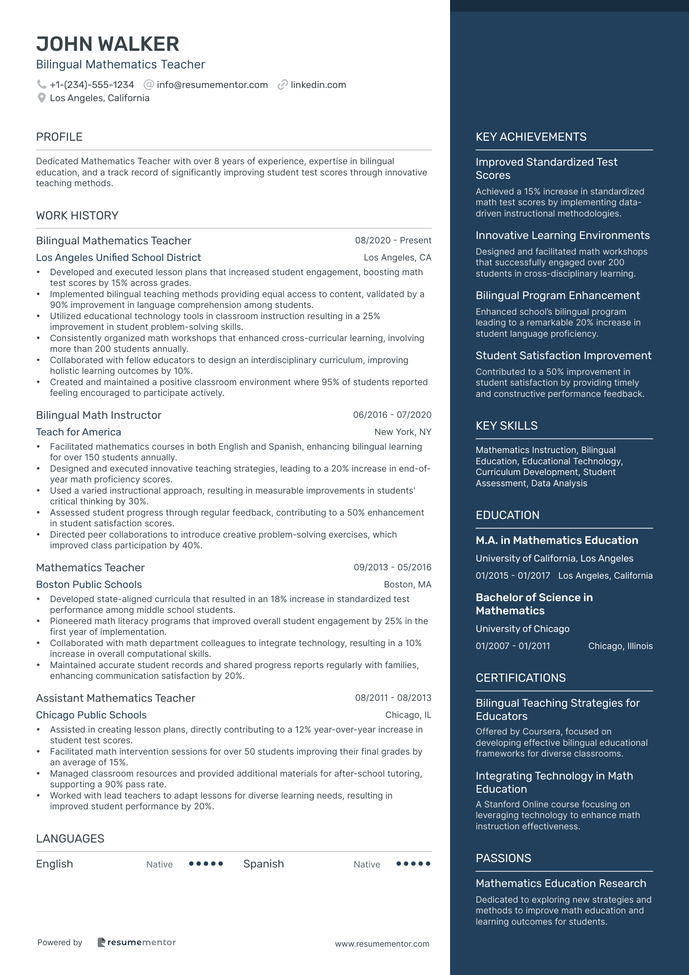 Bilingual Mathematics Teacher