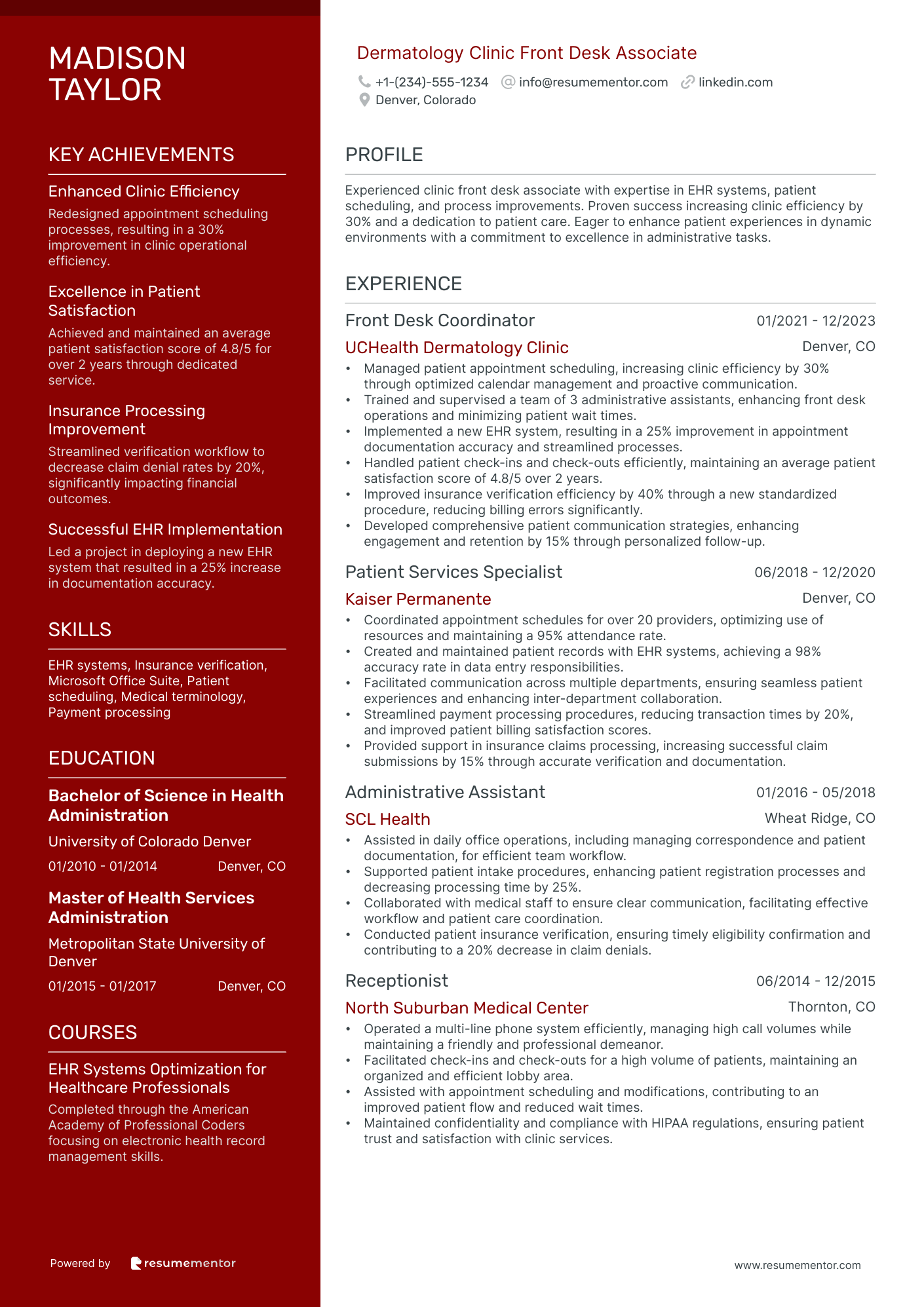 Dermatology Clinic Front Desk Associate