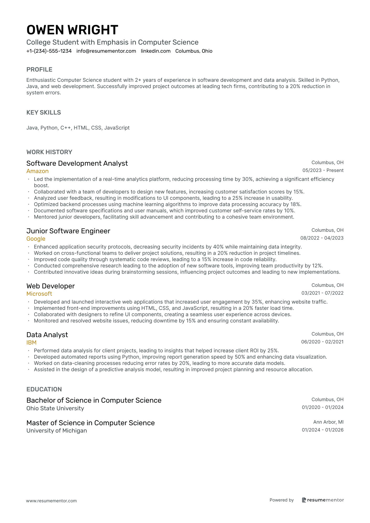 College Student with Emphasis in Computer Science