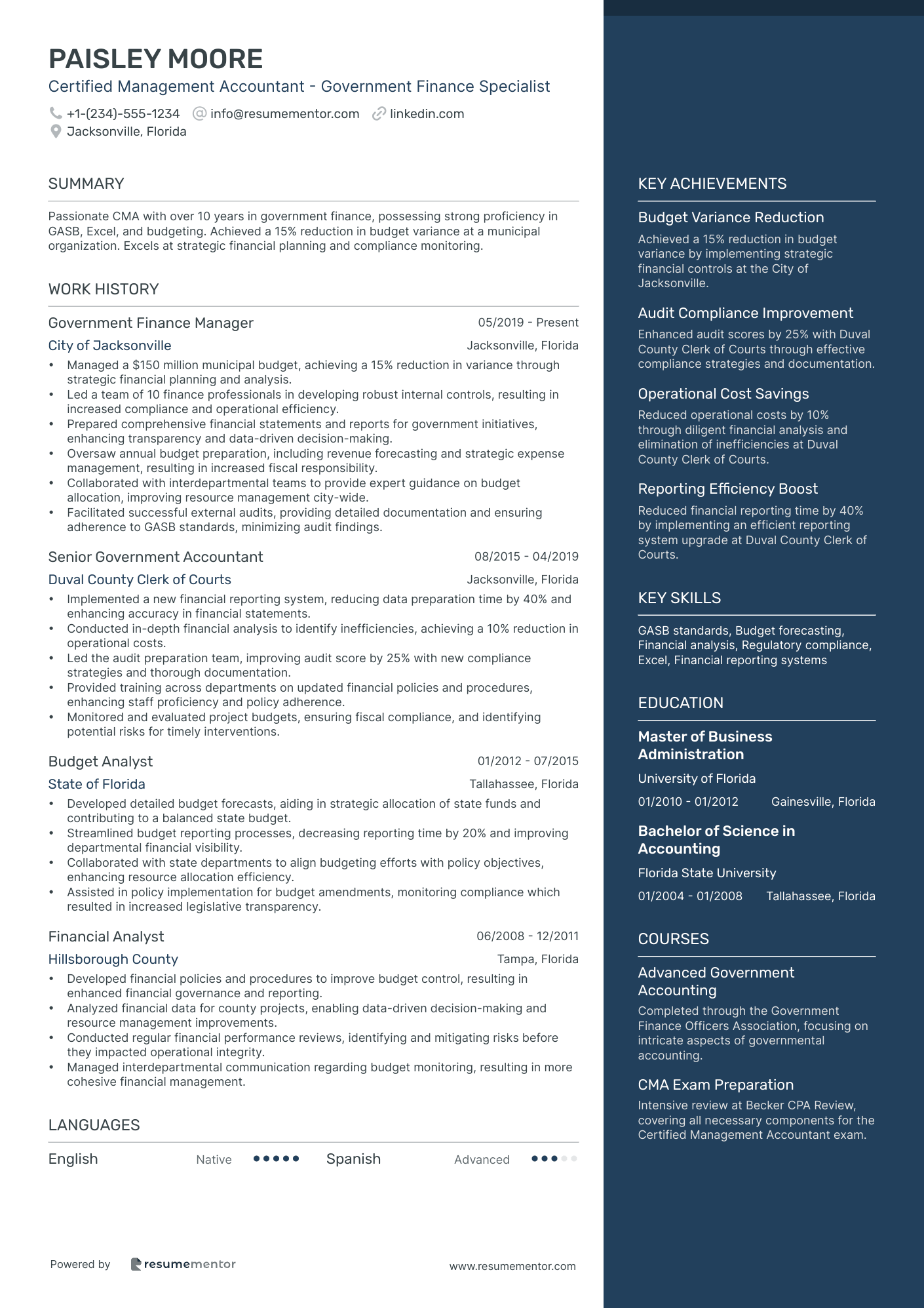 Certified Management Accountant   Government Finance Specialist